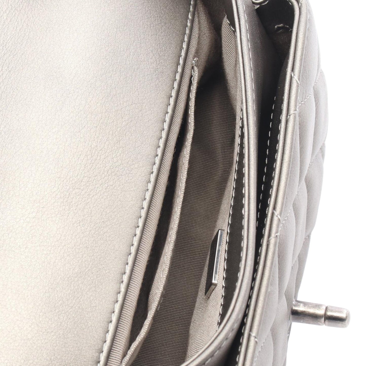 Chanel Metallic Quilted Lambskin Saddle Flap