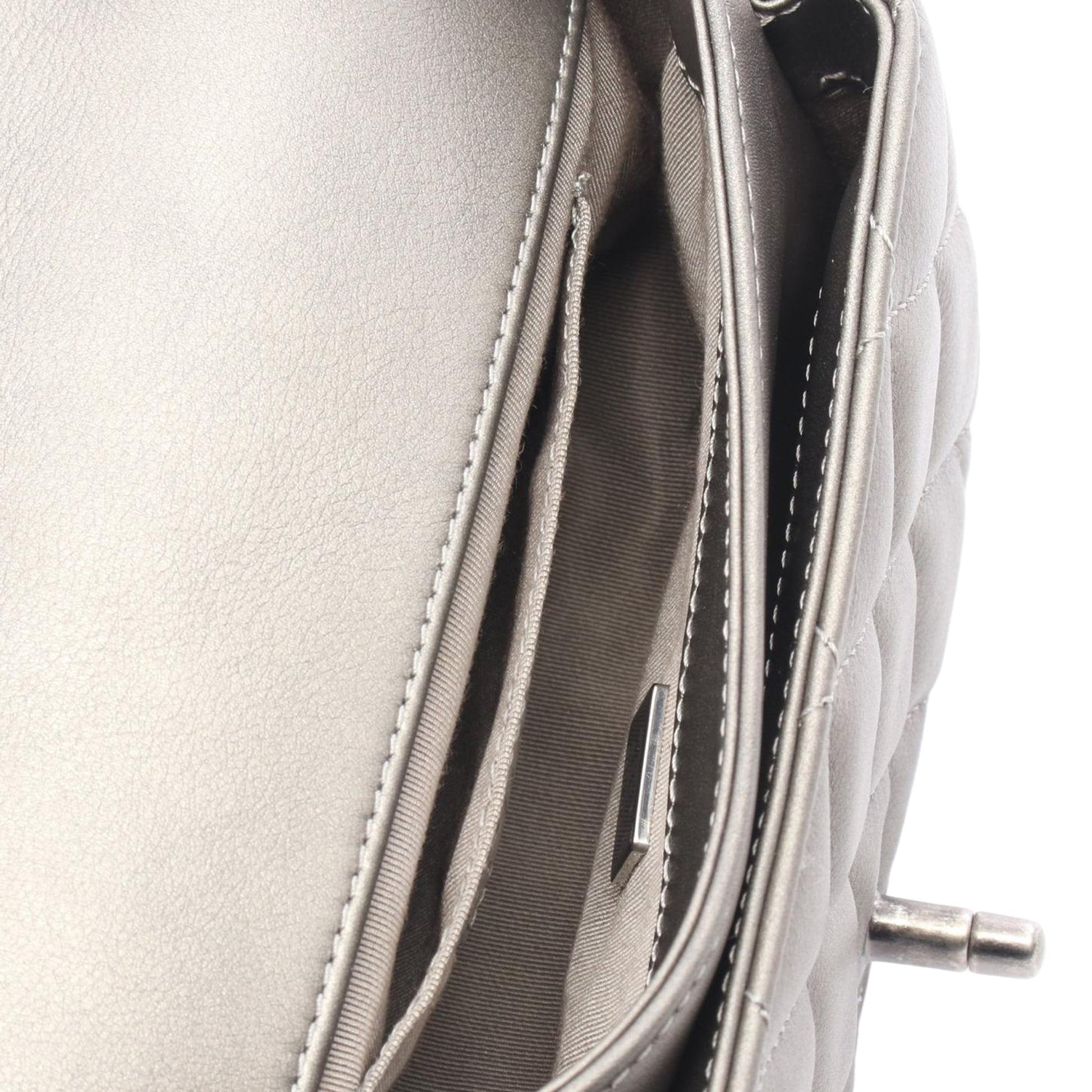 Chanel Metallic Quilted Lambskin Saddle Flap