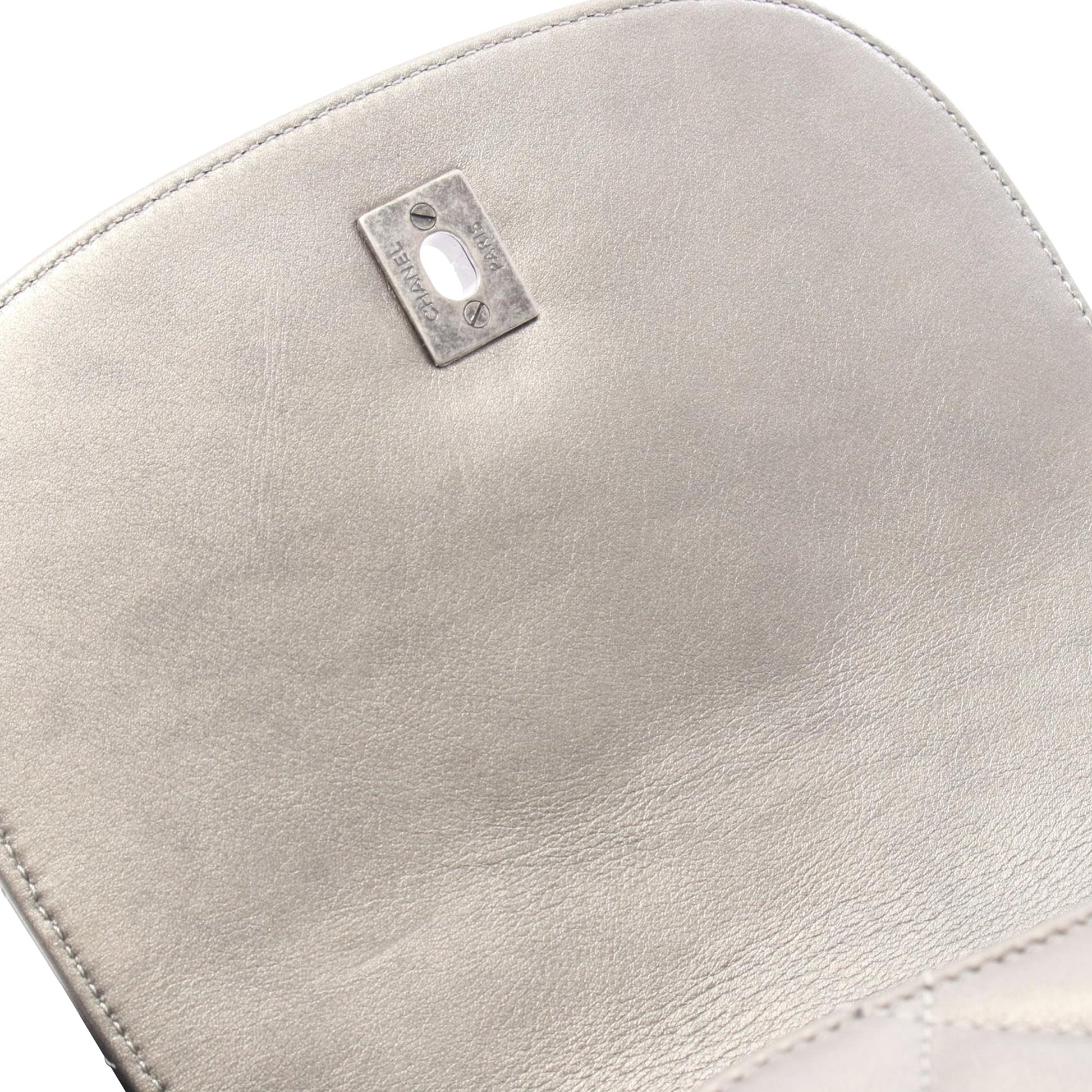 Chanel Metallic Quilted Lambskin Saddle Flap