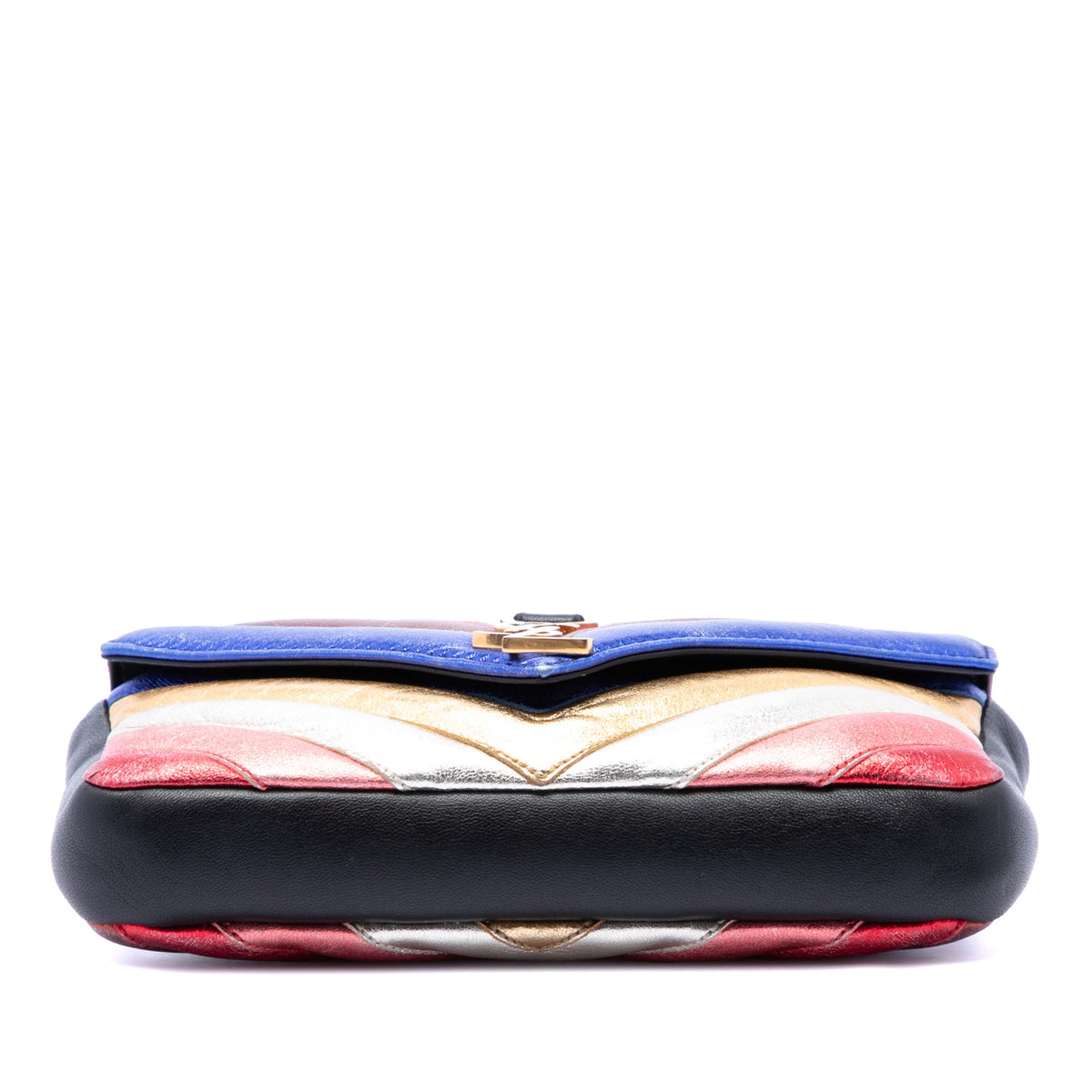 Saint Laurent Mini Chevron Sheepskin Multicolor Monogram College Satchel