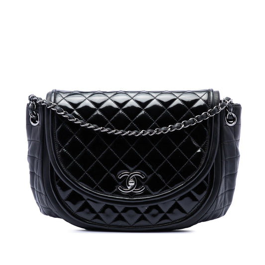 Chanel Quilted Patent and Lambskin Twist Crescent Flap