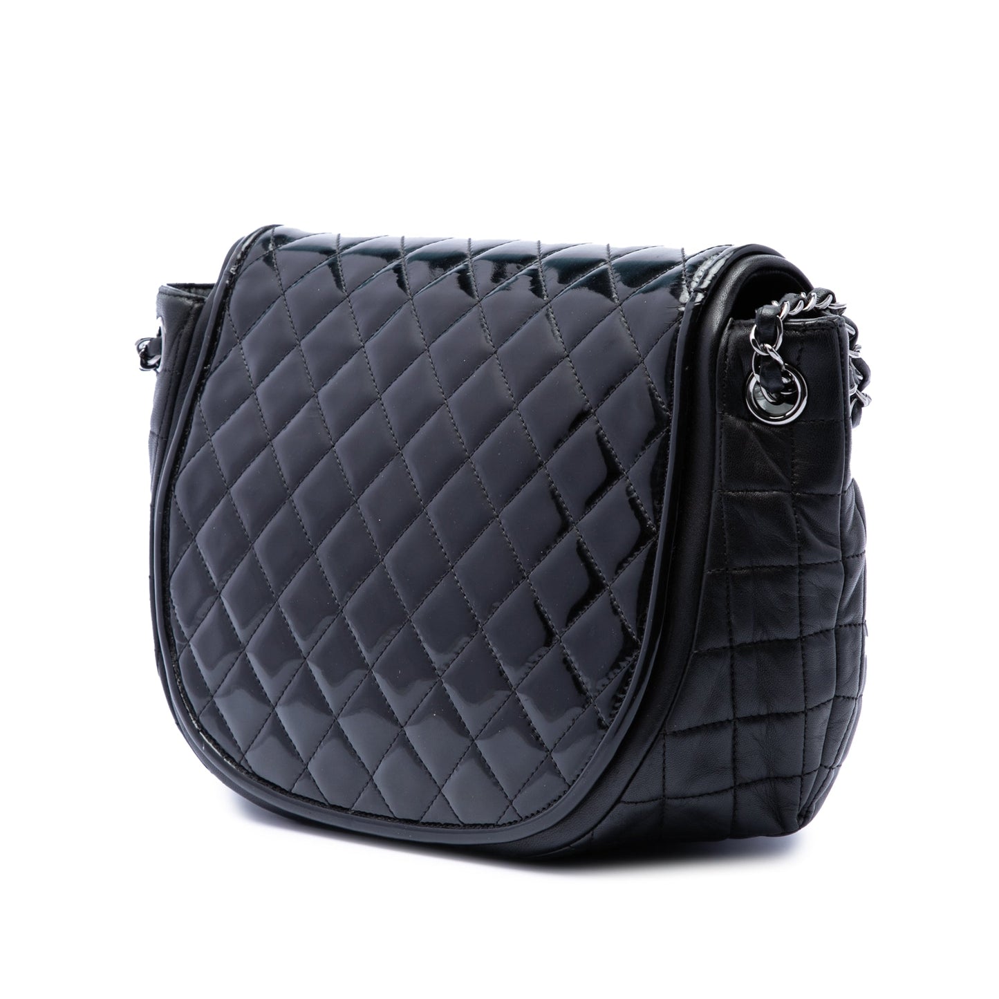 Chanel Quilted Patent and Lambskin Twist Crescent Flap