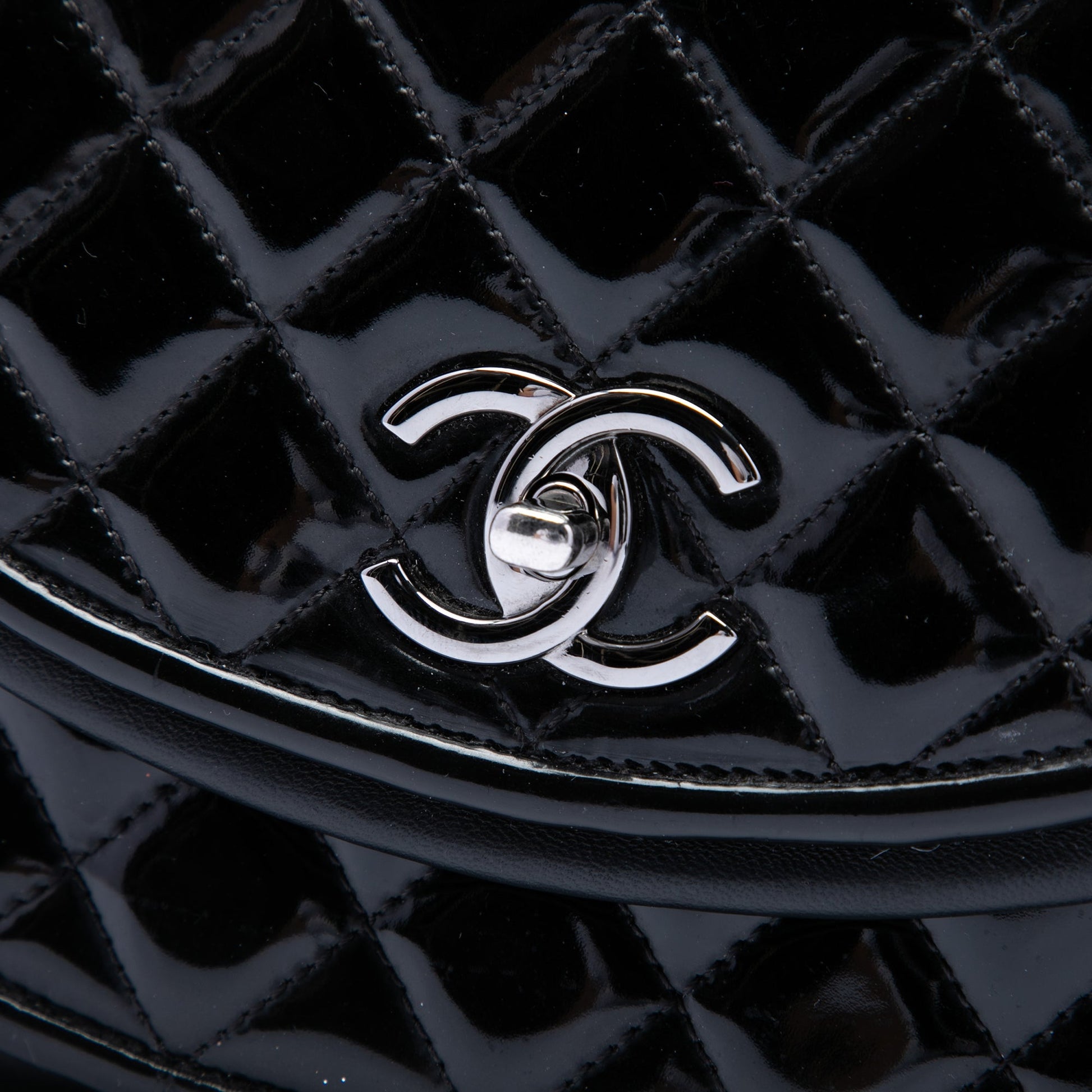 Chanel Quilted Patent and Lambskin Twist Crescent Flap