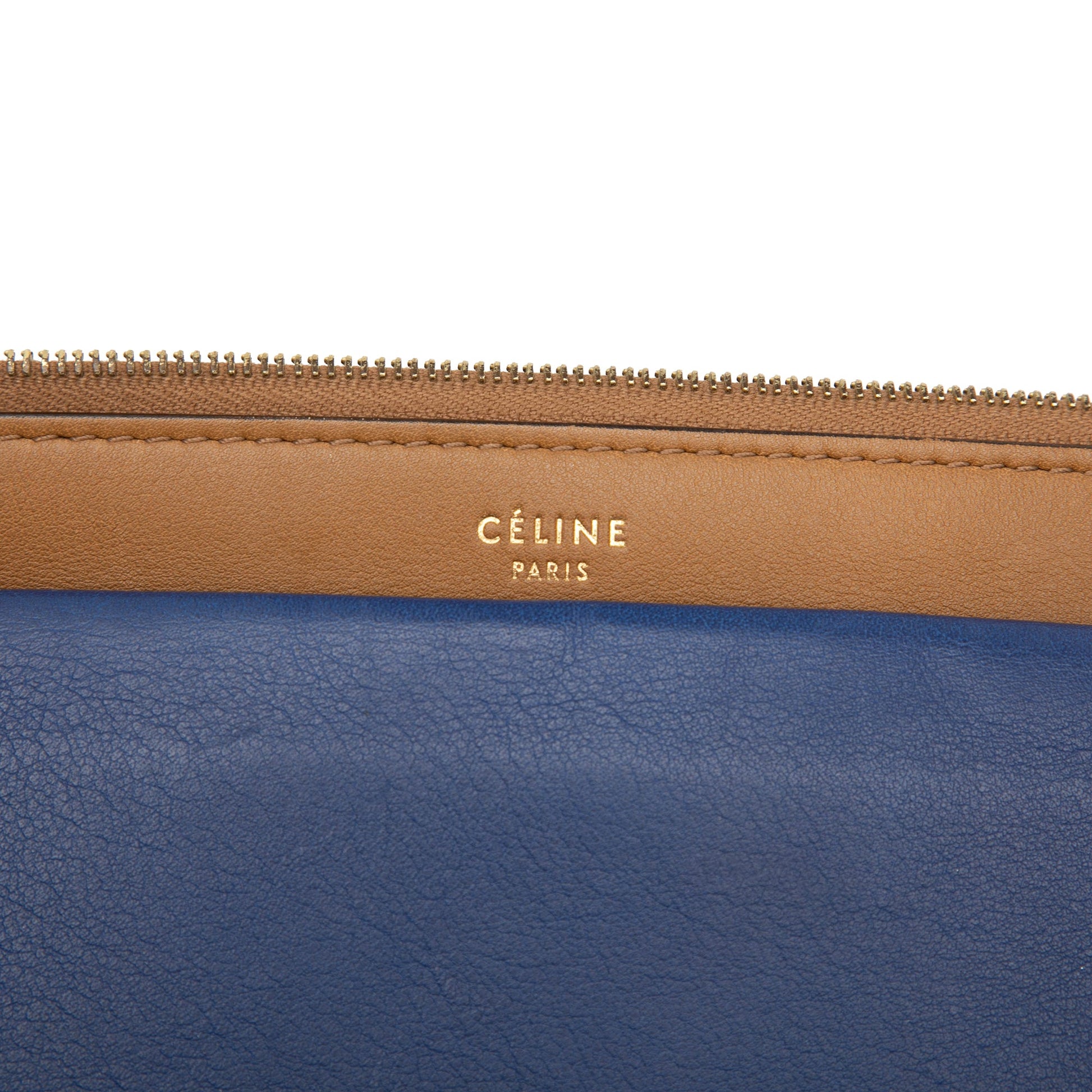 Celine Tricolor Leather Pocket Envelope Zip Clutch