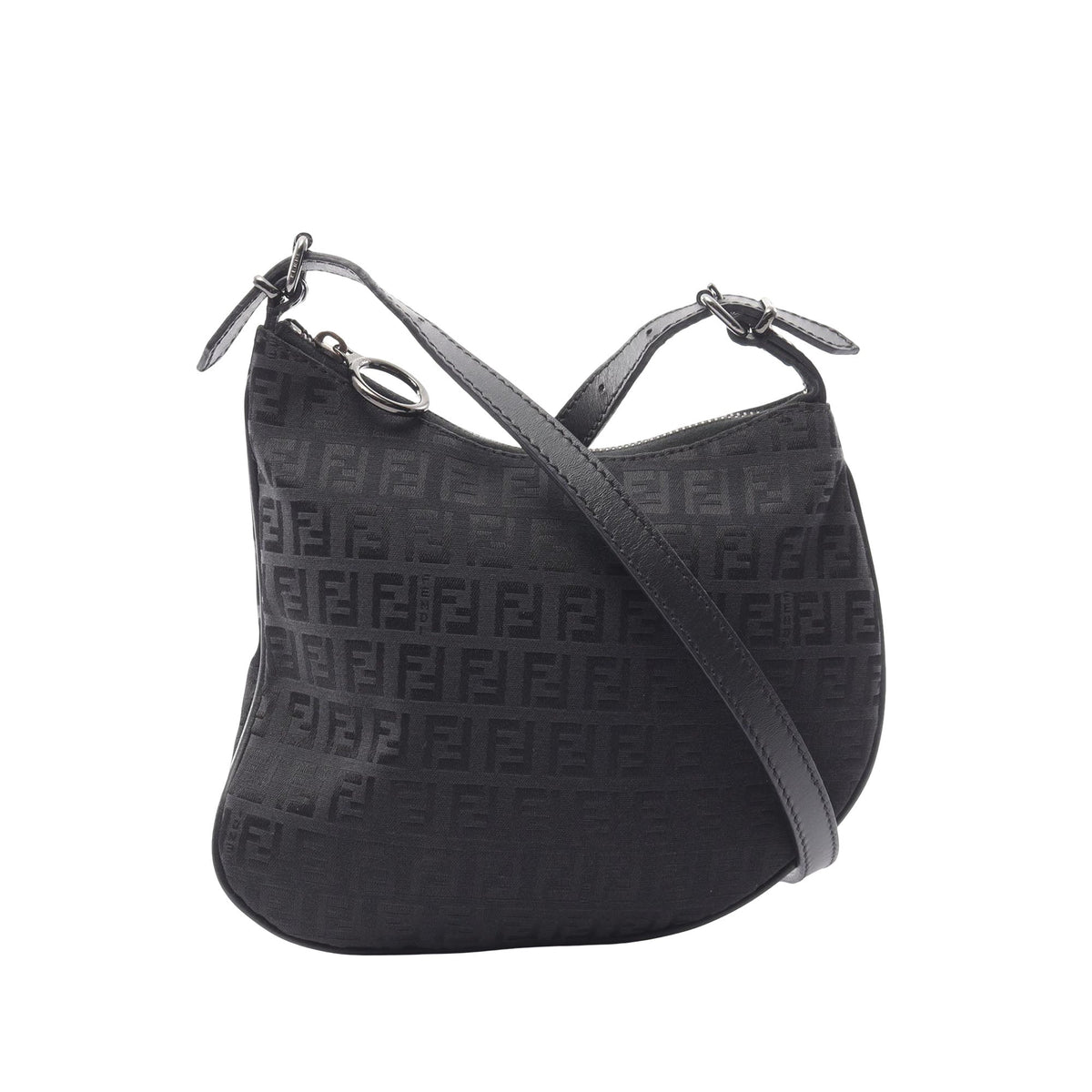 Fendi Zucchino Canvas Oyster Shoulder Bag