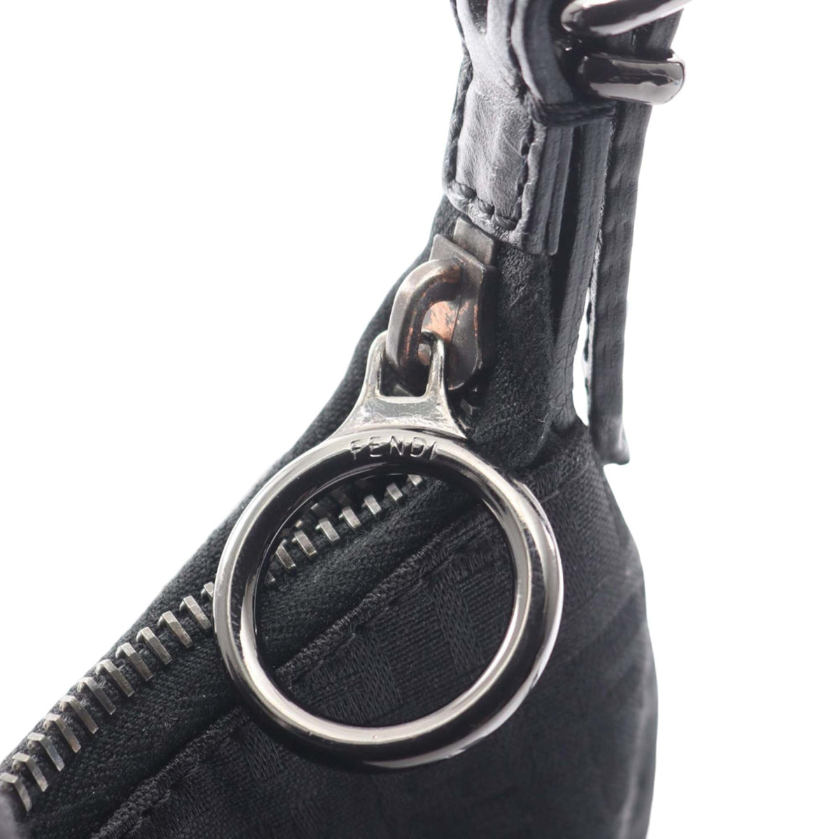 Fendi Zucchino Canvas Oyster Shoulder Bag