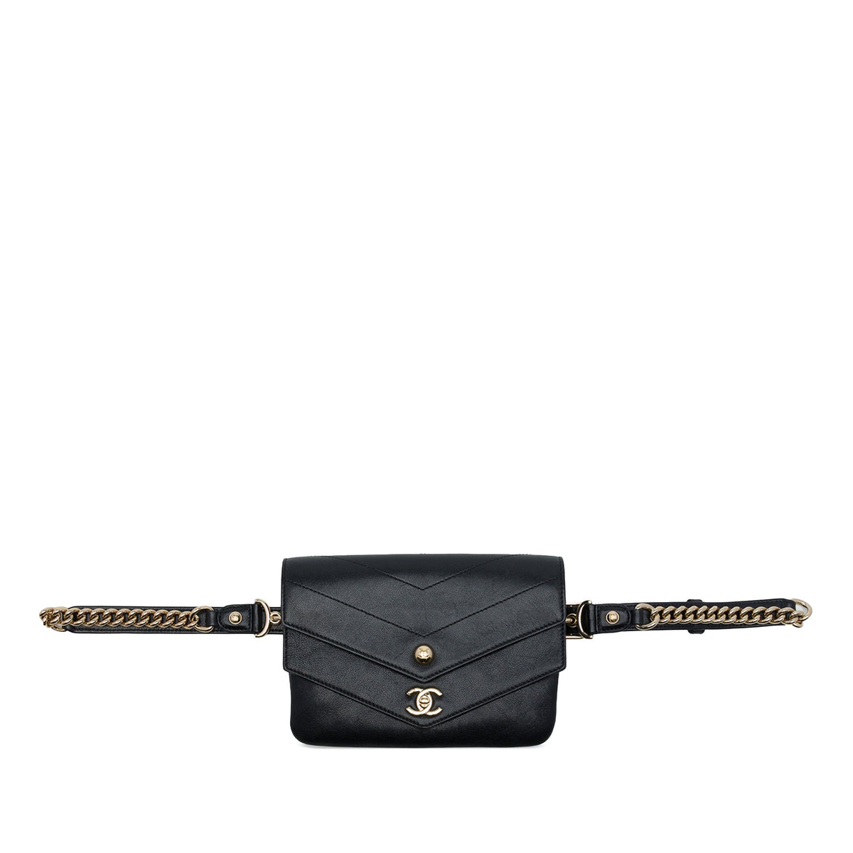 Chanel CC Chevron Sheepskin Double Envelope Flap