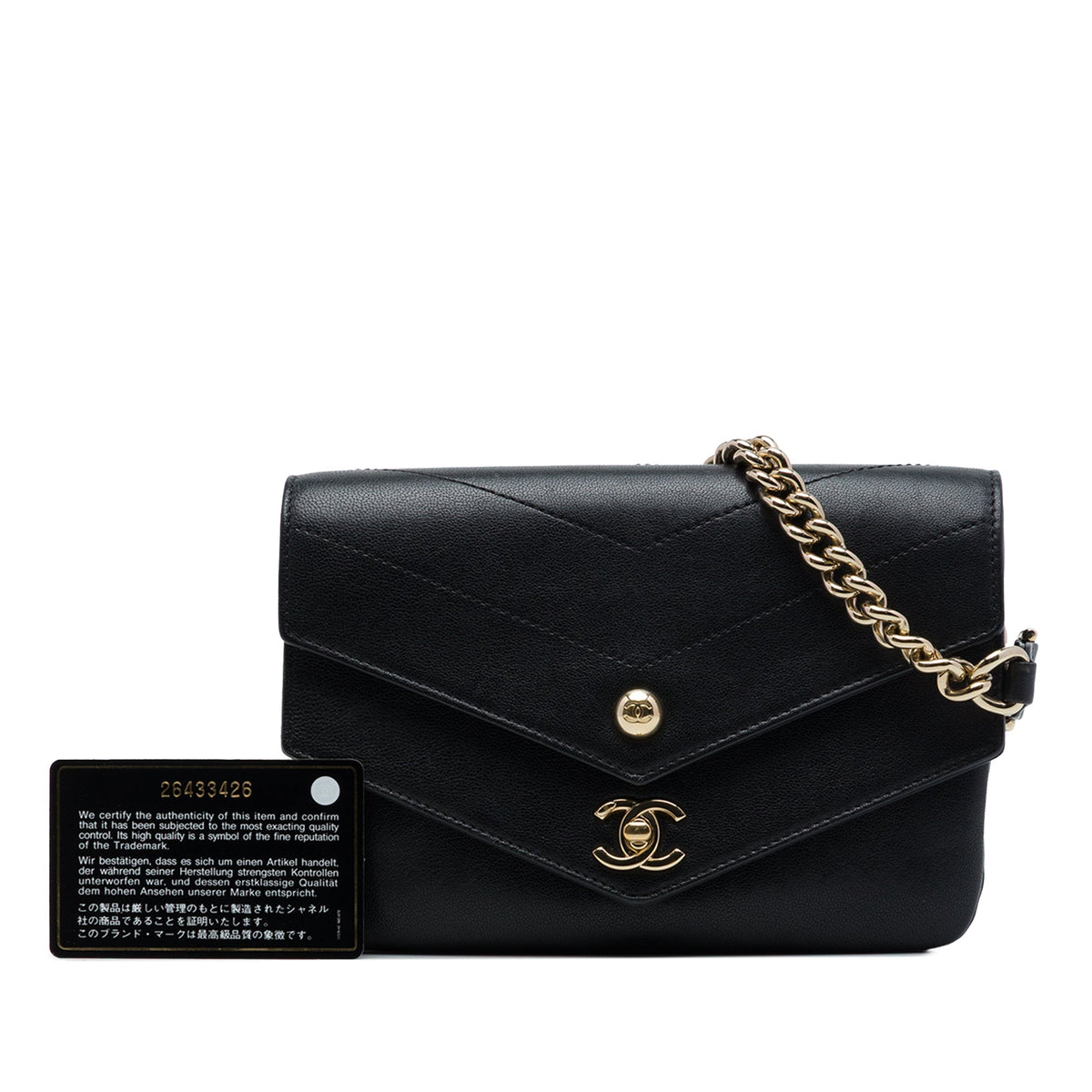 Chanel CC Chevron Sheepskin Double Envelope Flap