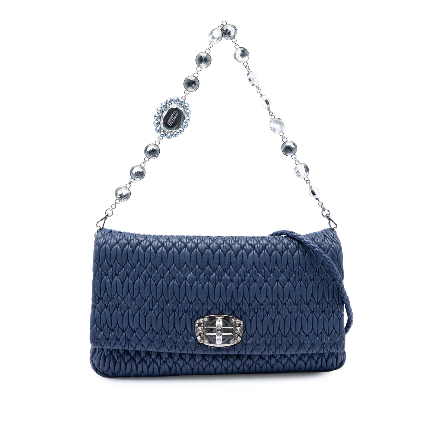 Miu Miu Matelasse Nappa Crystal Chain Satchel