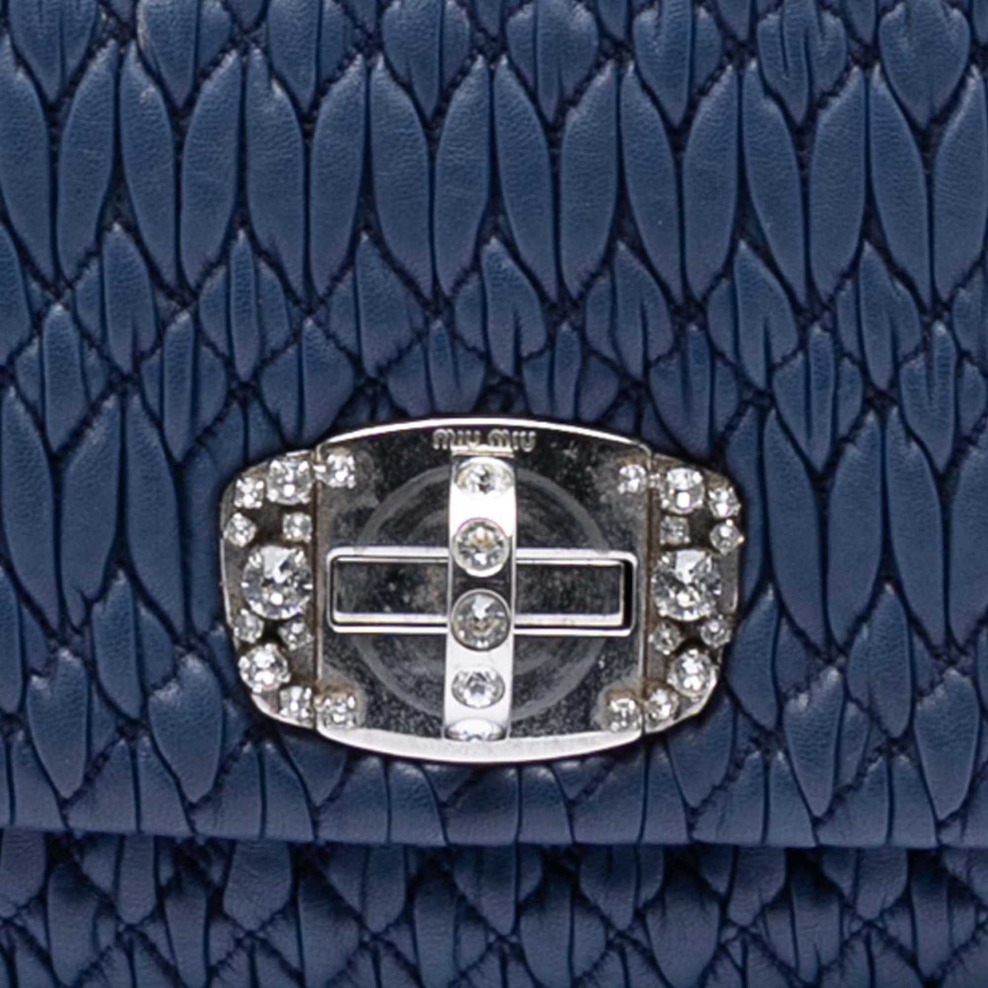 Miu Miu Matelasse Nappa Crystal Chain Satchel