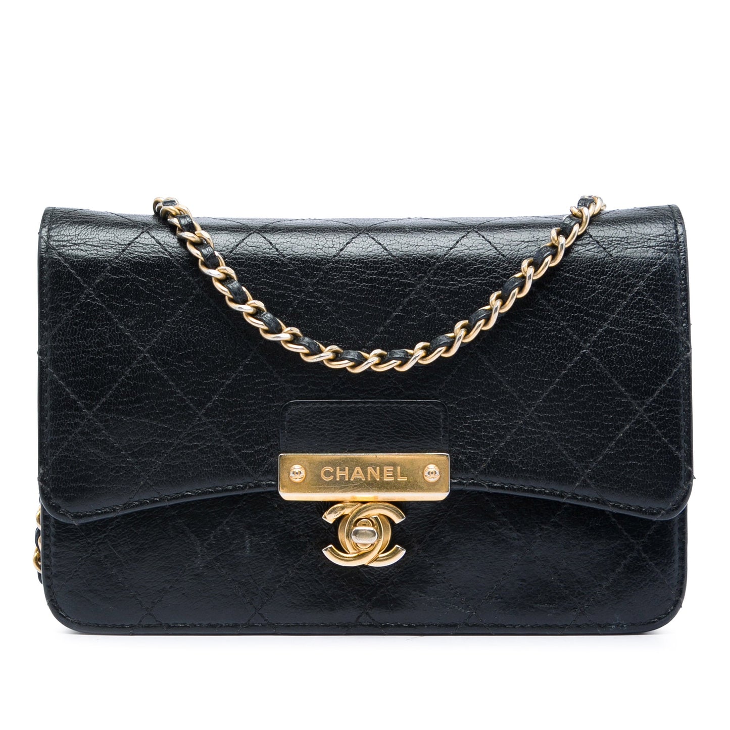 Chanel Stitched Goatskin Golden CC Wallet On Chain