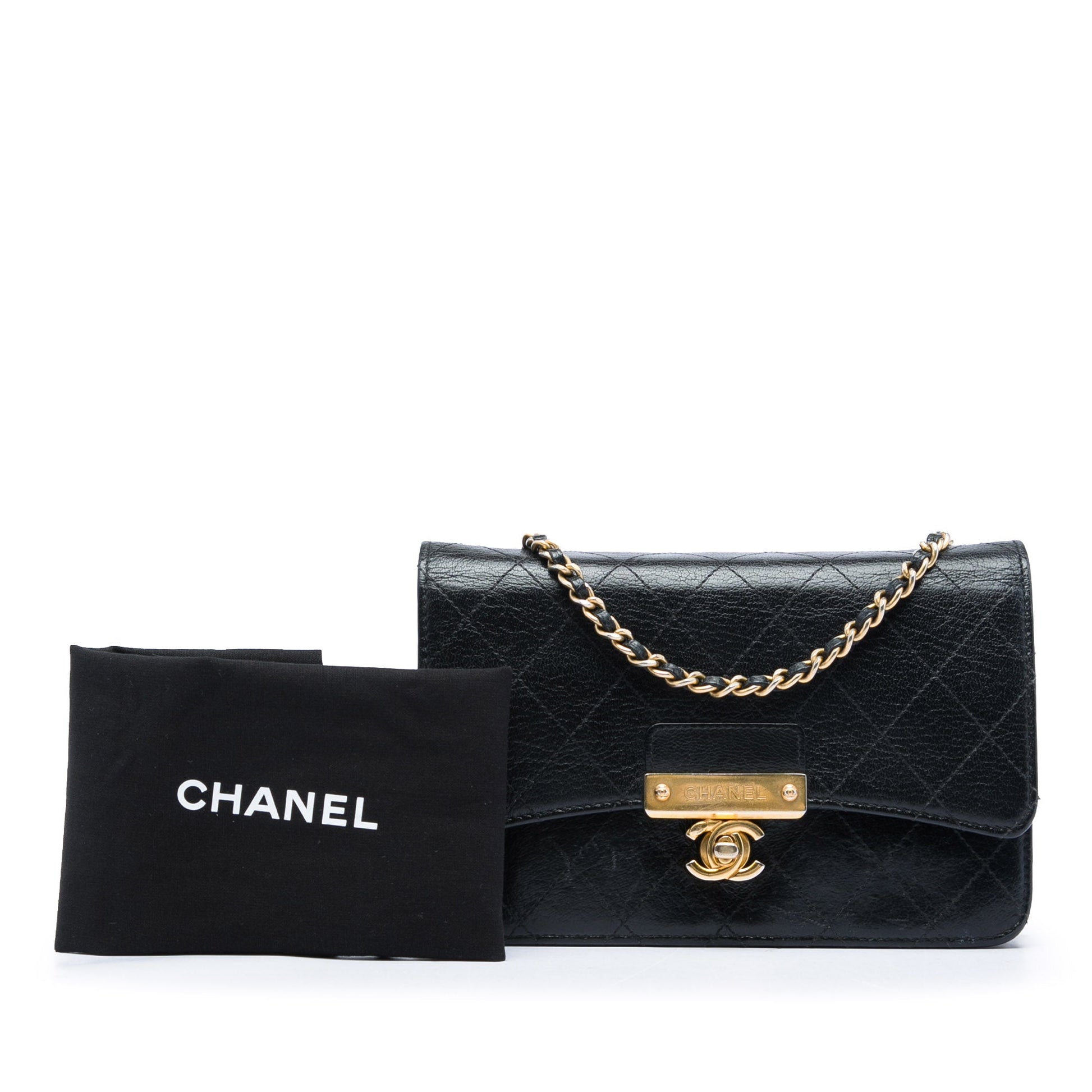 Chanel Stitched Goatskin Golden CC Wallet On Chain