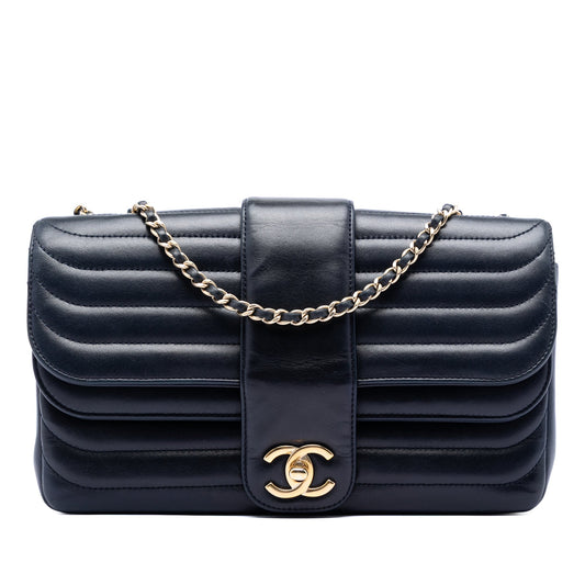 Chanel CC Horizontal Quilted Lambskin Double Flap