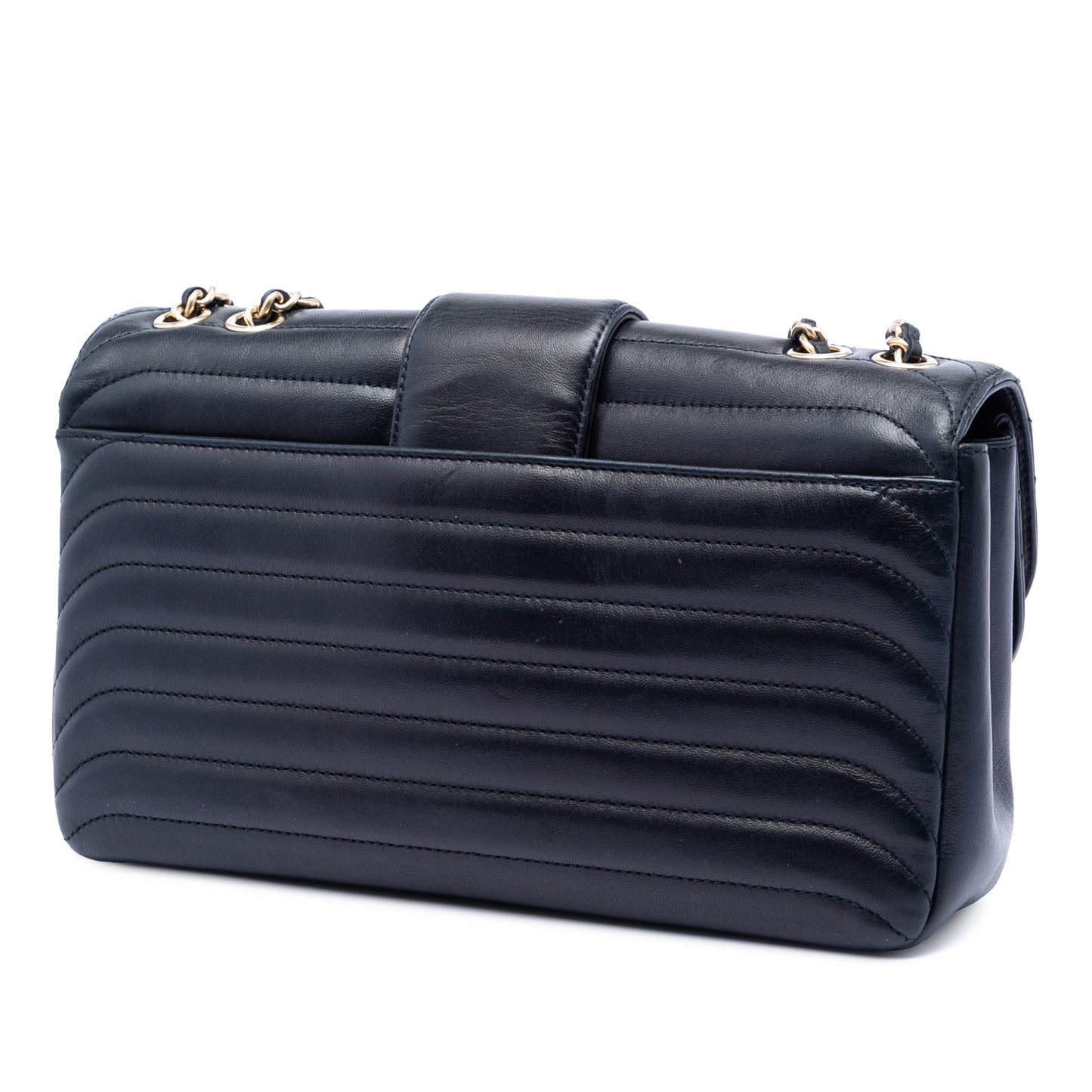Chanel CC Horizontal Quilted Lambskin Double Flap