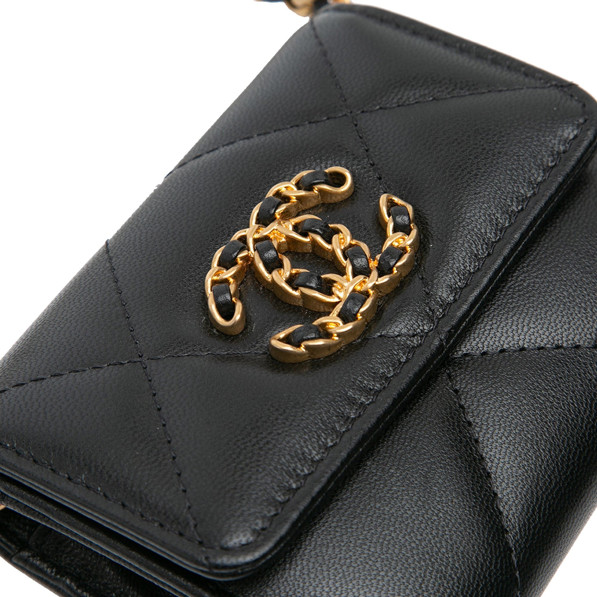 Chanel Quilted Lambskin 19 Flap Coin Purse With Chain