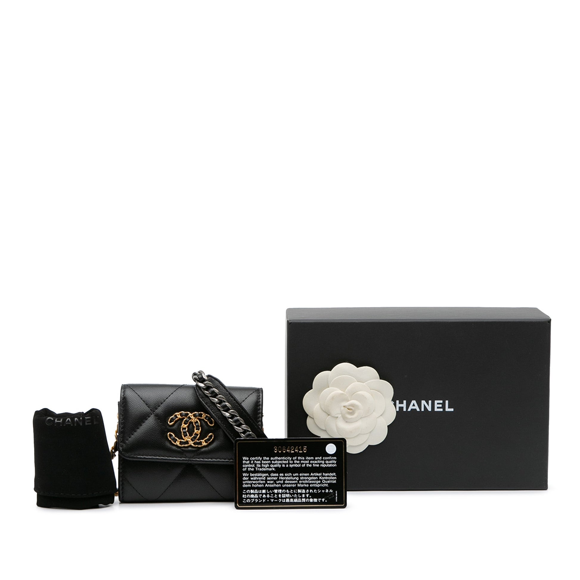 Chanel Quilted Lambskin 19 Flap Coin Purse With Chain