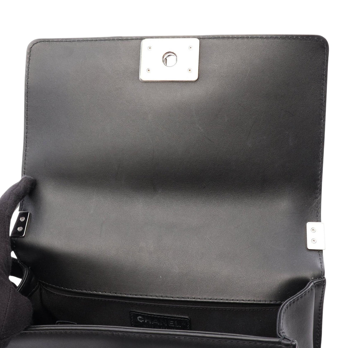Chanel Old Medium Sequined Lambskin Boy Flap — Black