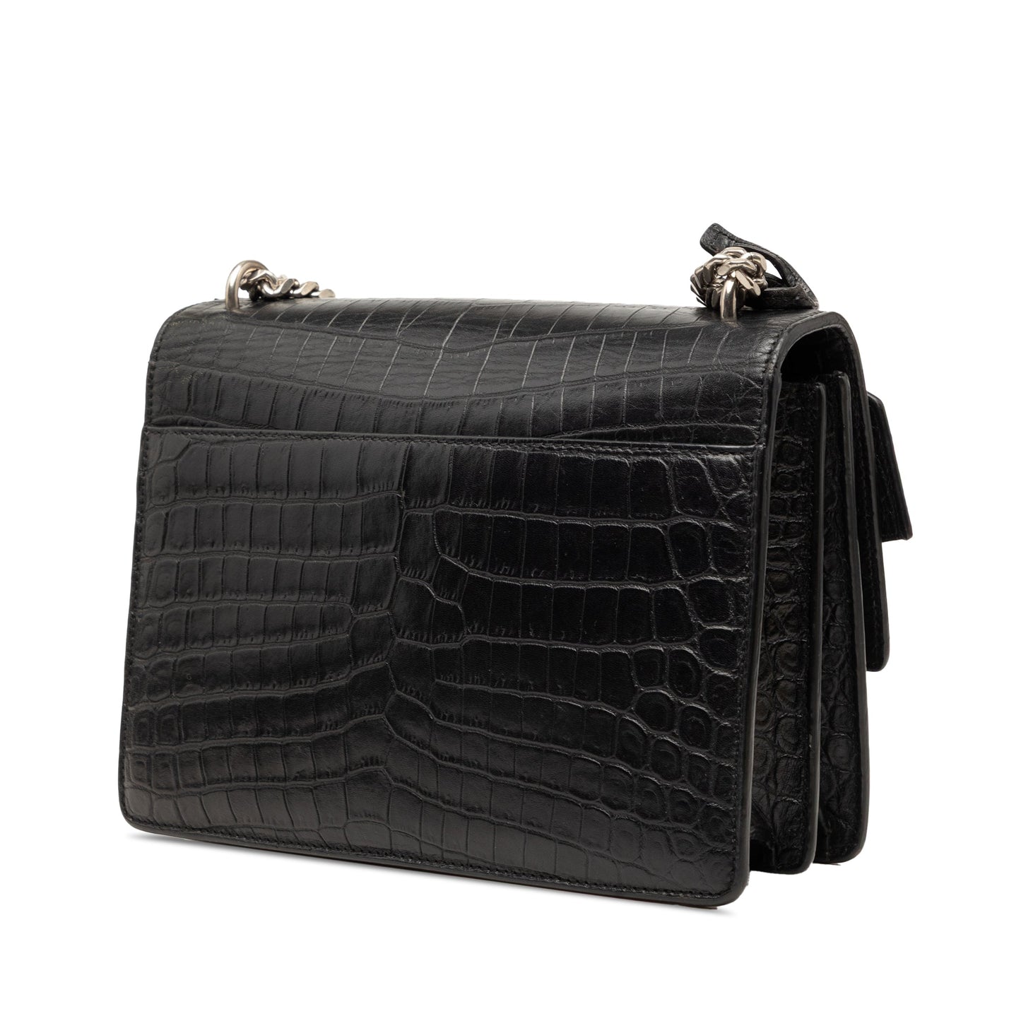 Saint Laurent Medium Croc Embossed Leather Monogram Sunset Crossbody