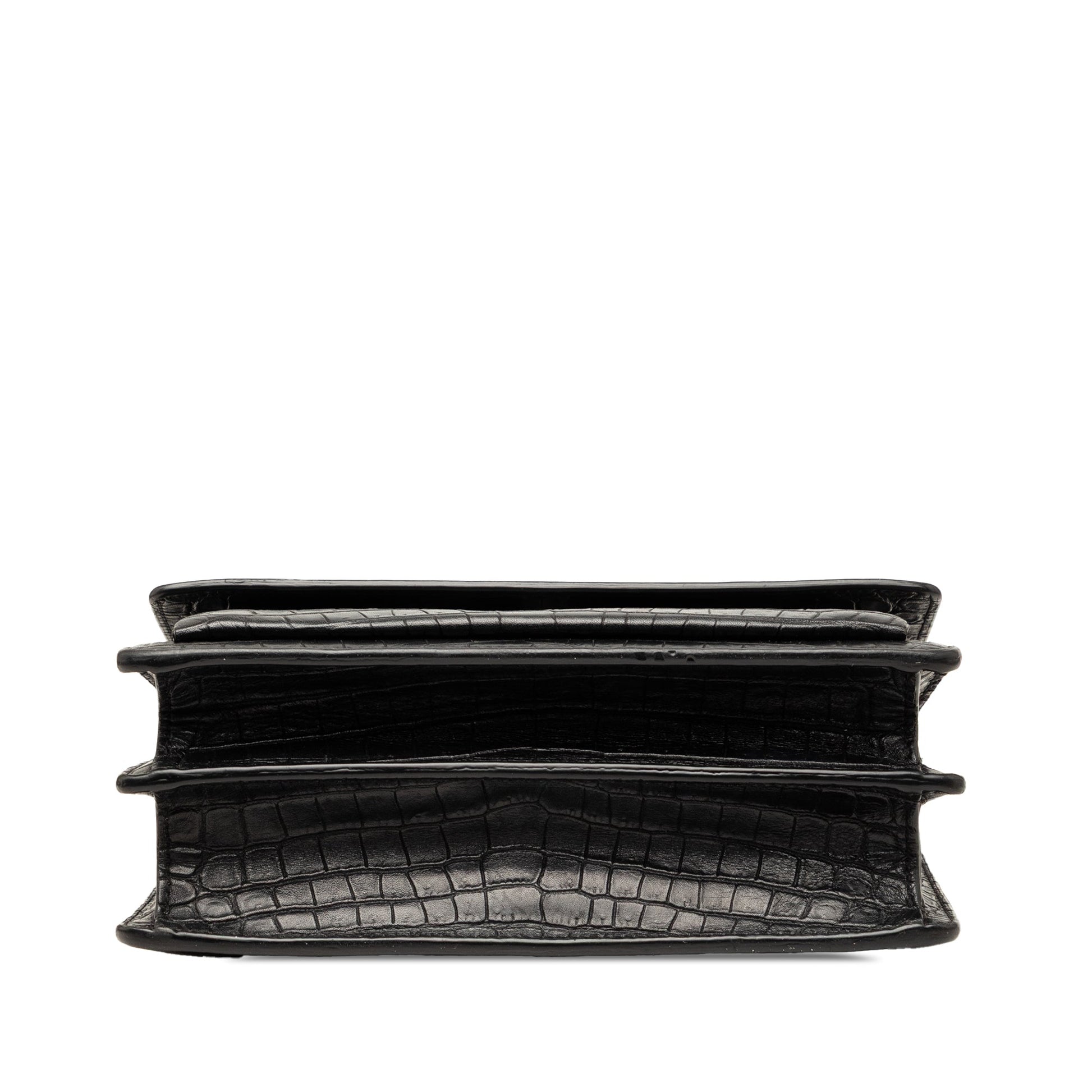 Saint Laurent Medium Croc Embossed Leather Monogram Sunset Crossbody