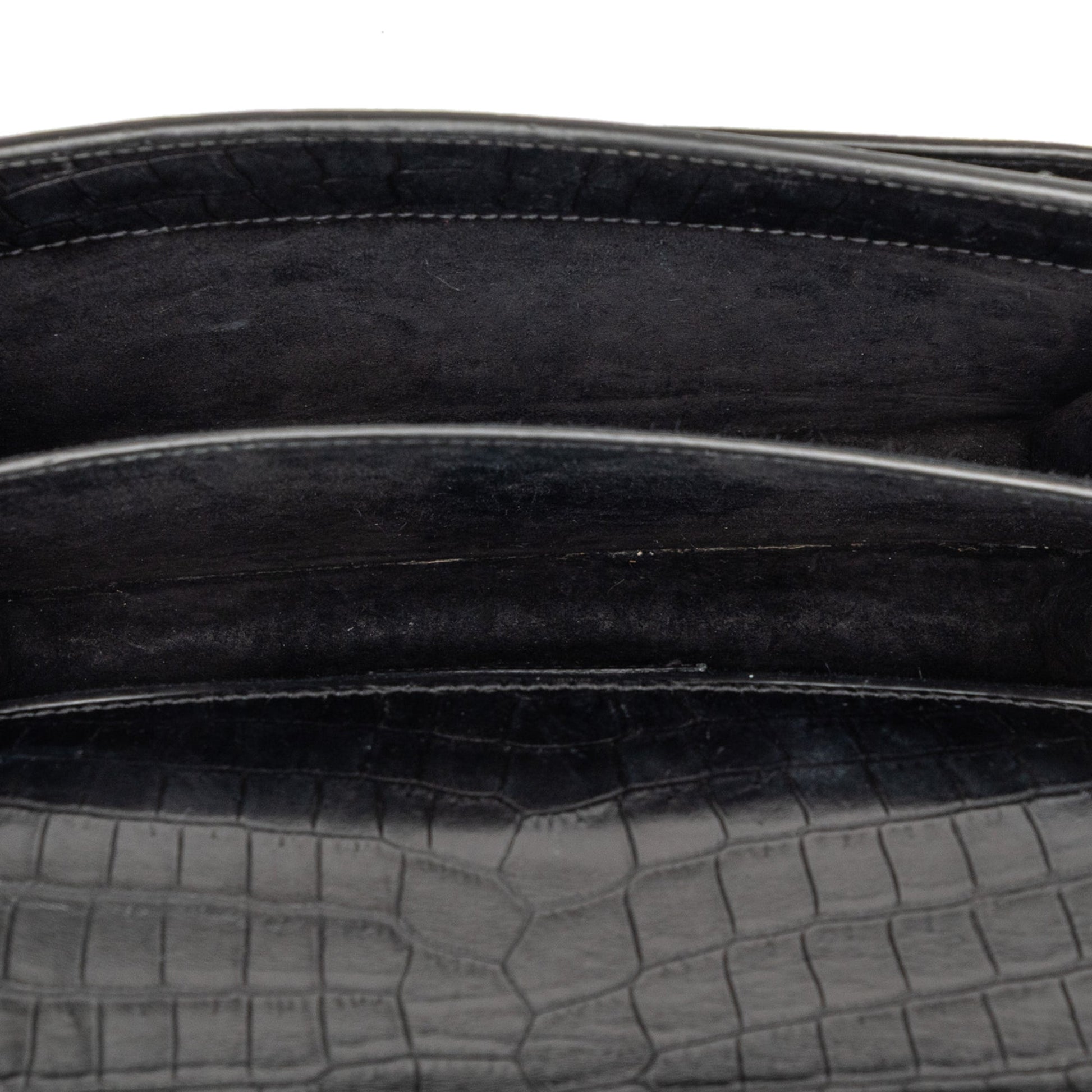 Saint Laurent Medium Croc Embossed Leather Monogram Sunset Crossbody