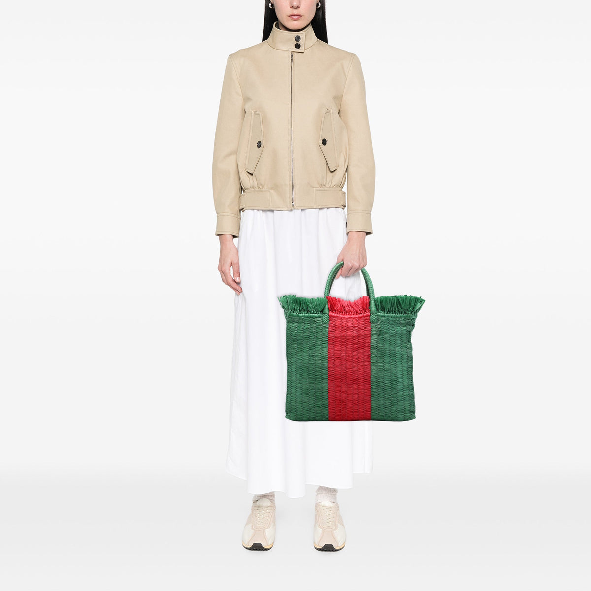 Gucci Raffia Web Cestino Tote