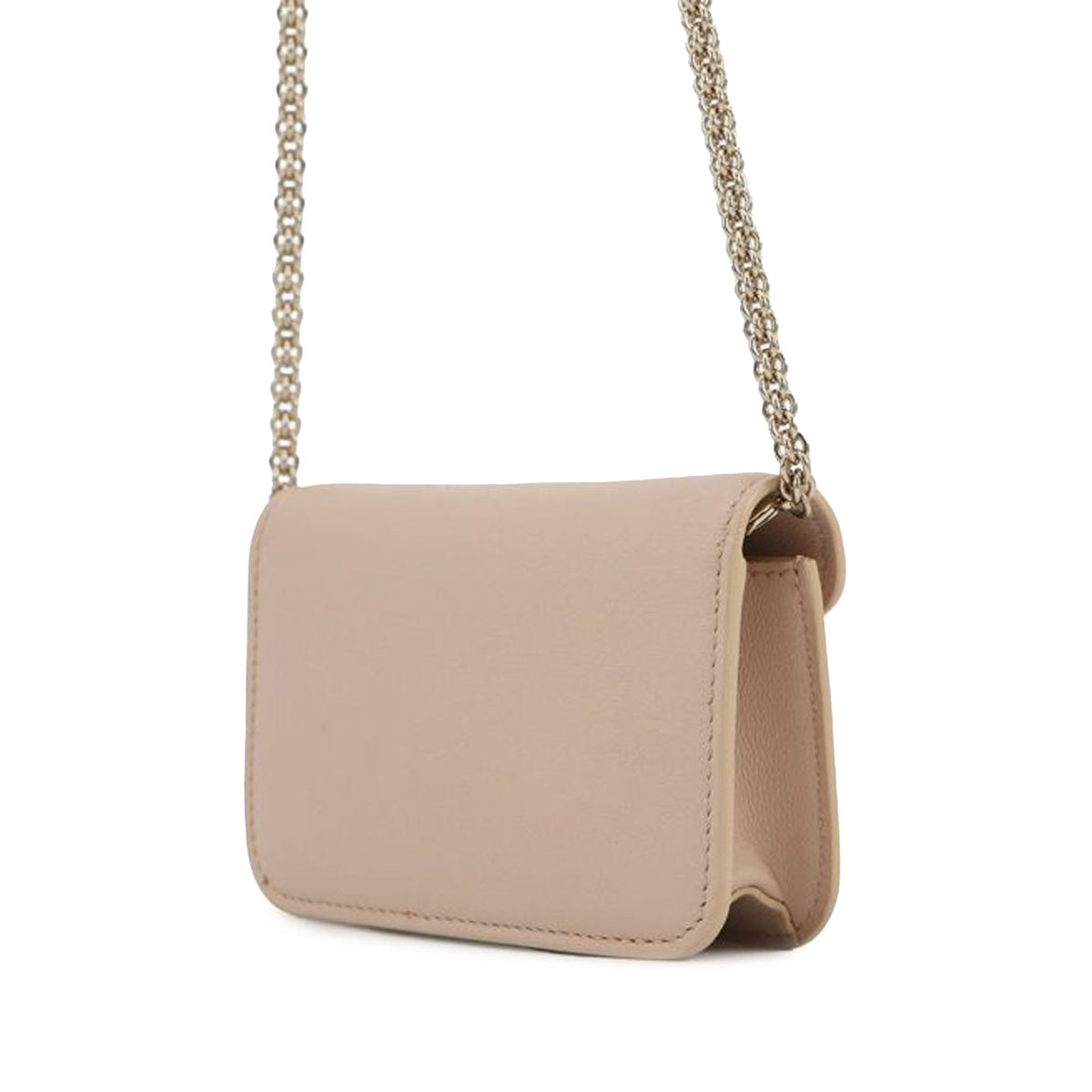 Valentino Leather VLogo Card Case on Chain — Pink
