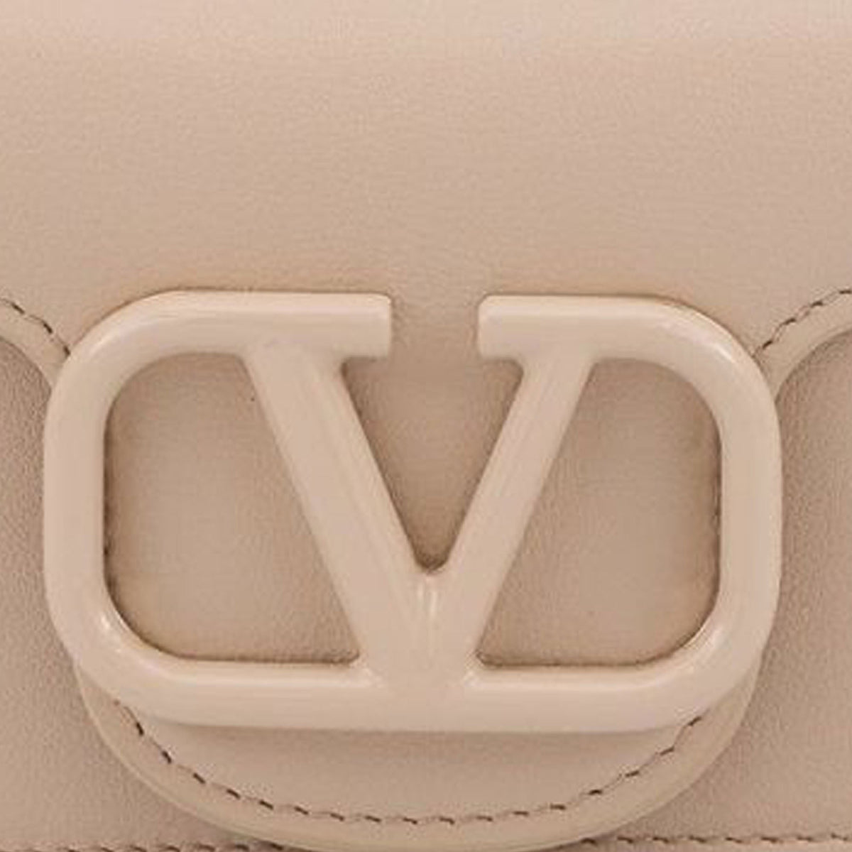 Valentino Leather VLogo Card Case on Chain — Pink