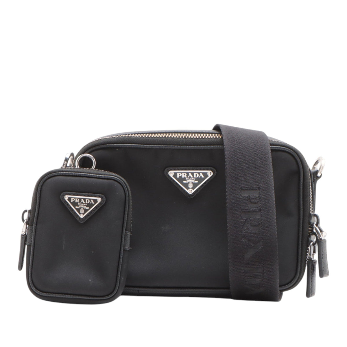 Prada Medium Saffiano Trimmed Re Nylon Brique Satchel — Black