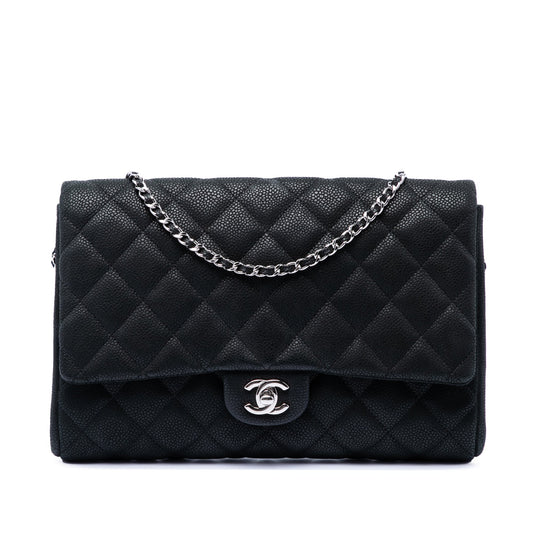 Chanel CC Quilted Caviar Flap Clutch with Chain