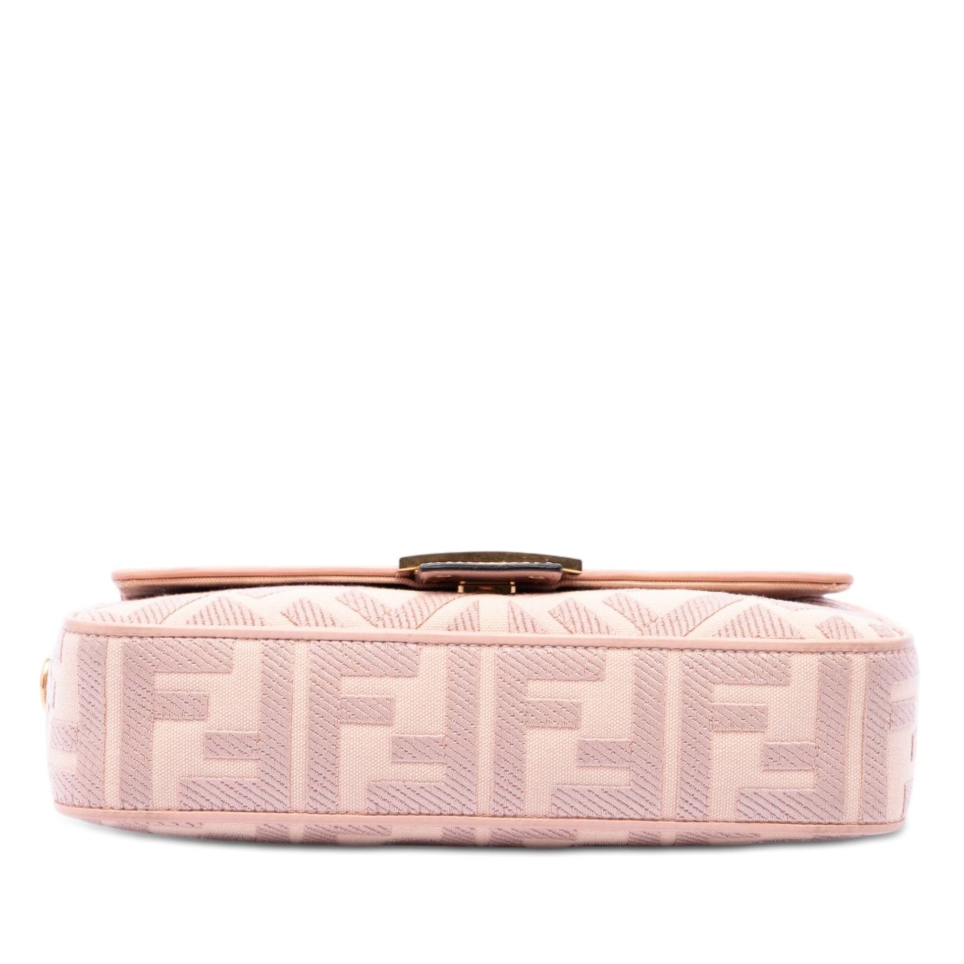 Fendi Zucca Embroidered Canvas Baguette Satchel