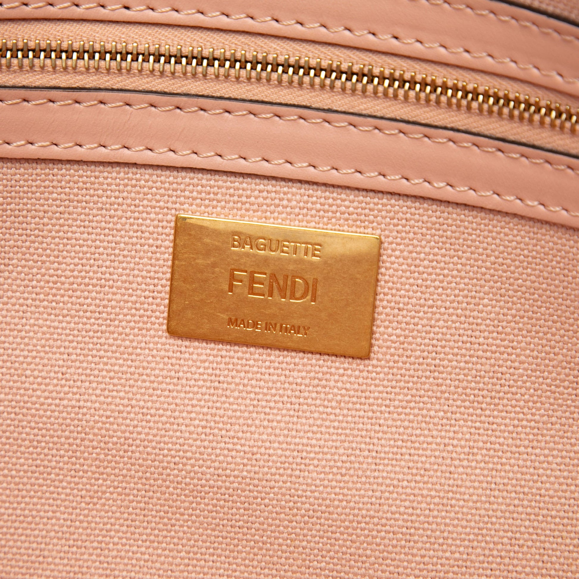 Fendi Zucca Embroidered Canvas Baguette Satchel