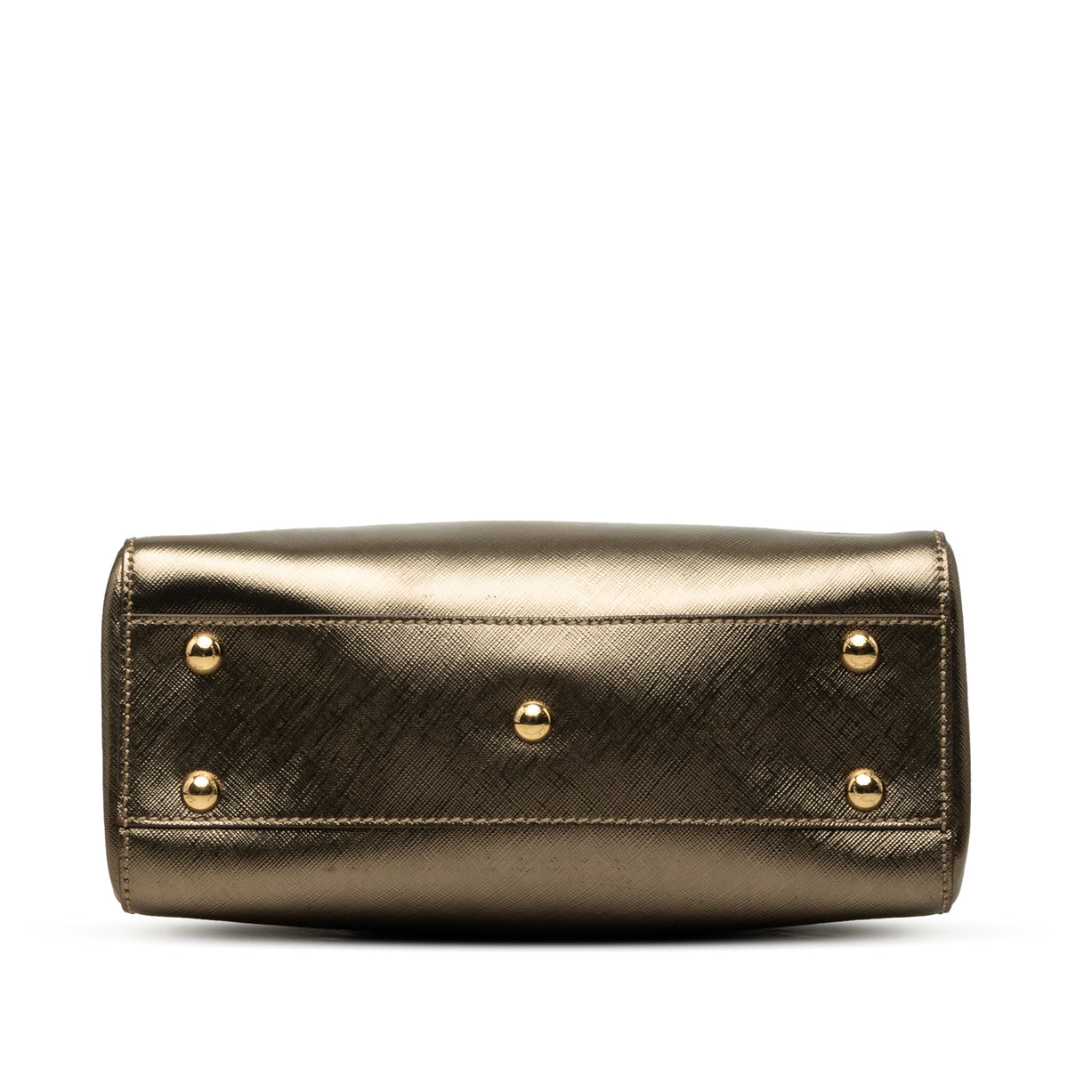 Ferragamo Metallic Leather Gancini Batik Satchel — Gold