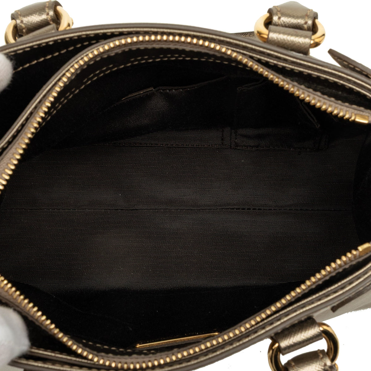 Ferragamo Metallic Leather Gancini Batik Satchel — Gold