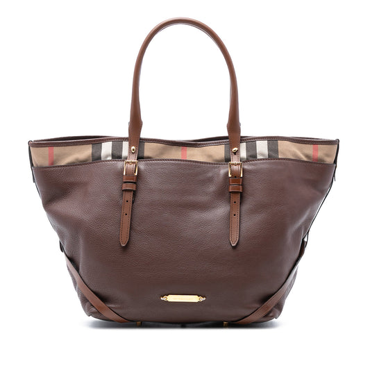 Burberry Medium House Check Trimmed Leather Salisbury Tote
