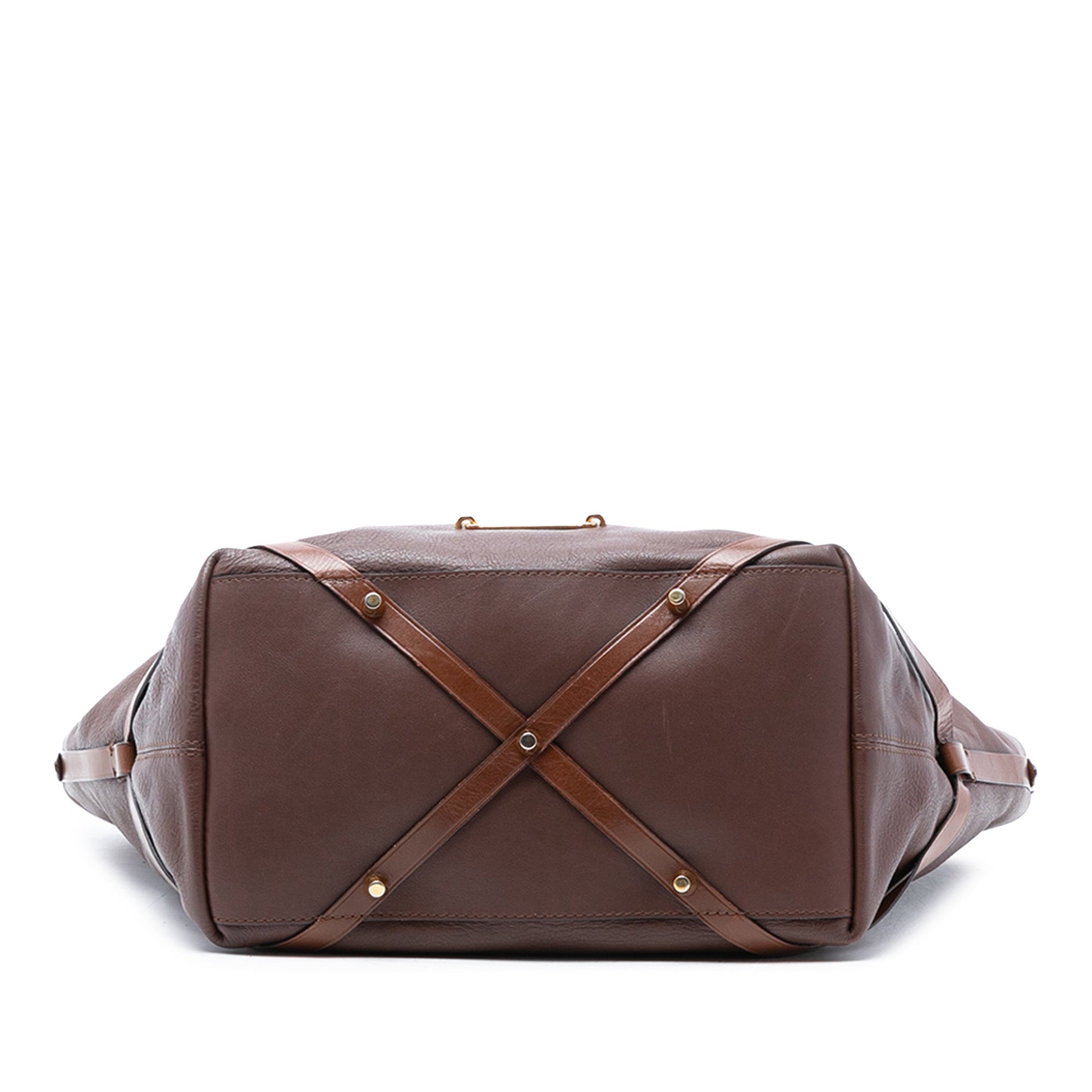 Burberry Medium House Check Trimmed Leather Salisbury Tote