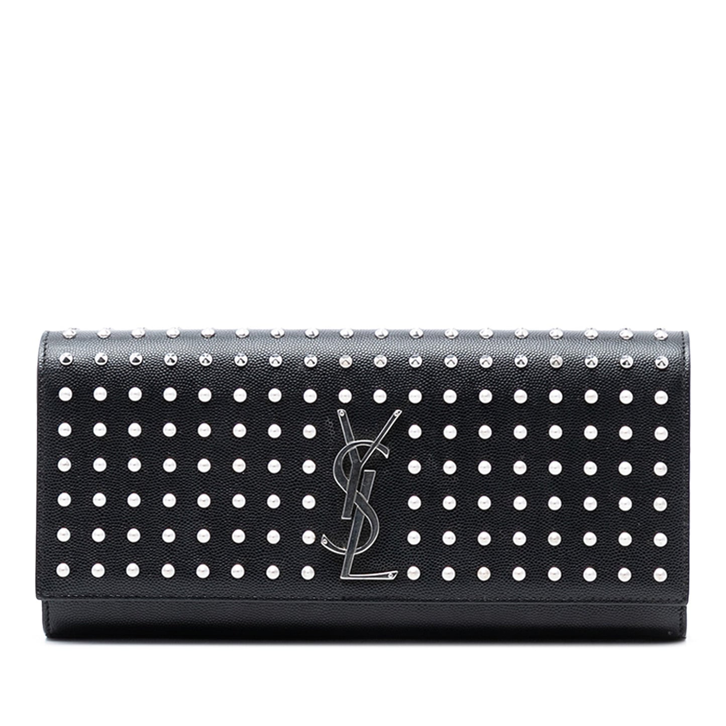 Saint Laurent Grain De Poudre Classic Monogram Studded Clutch