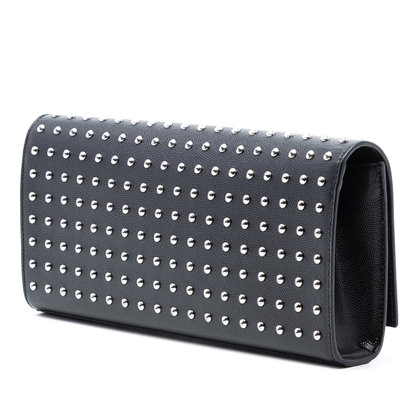 Saint Laurent Grain De Poudre Classic Monogram Studded Clutch