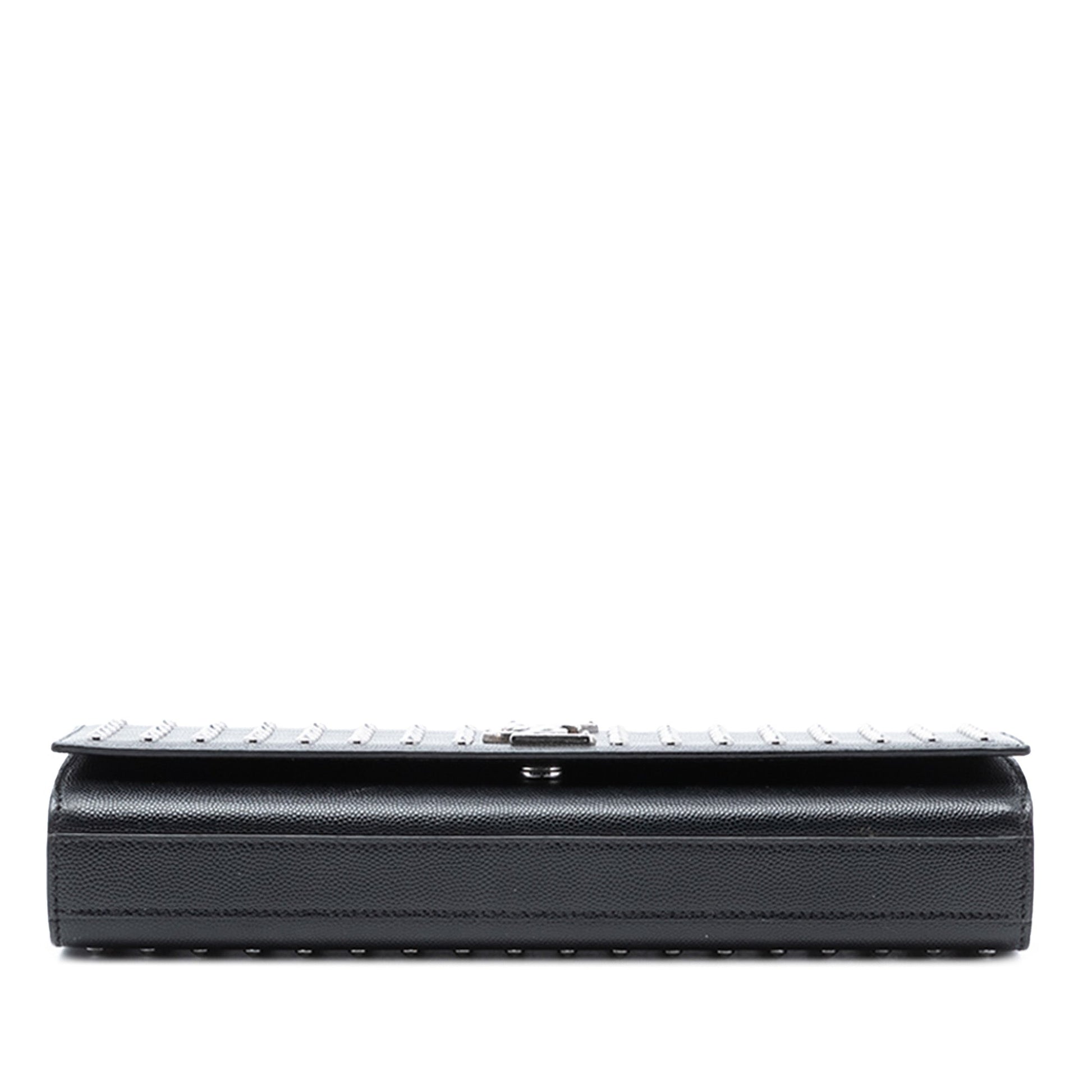 Saint Laurent Grain De Poudre Classic Monogram Studded Clutch