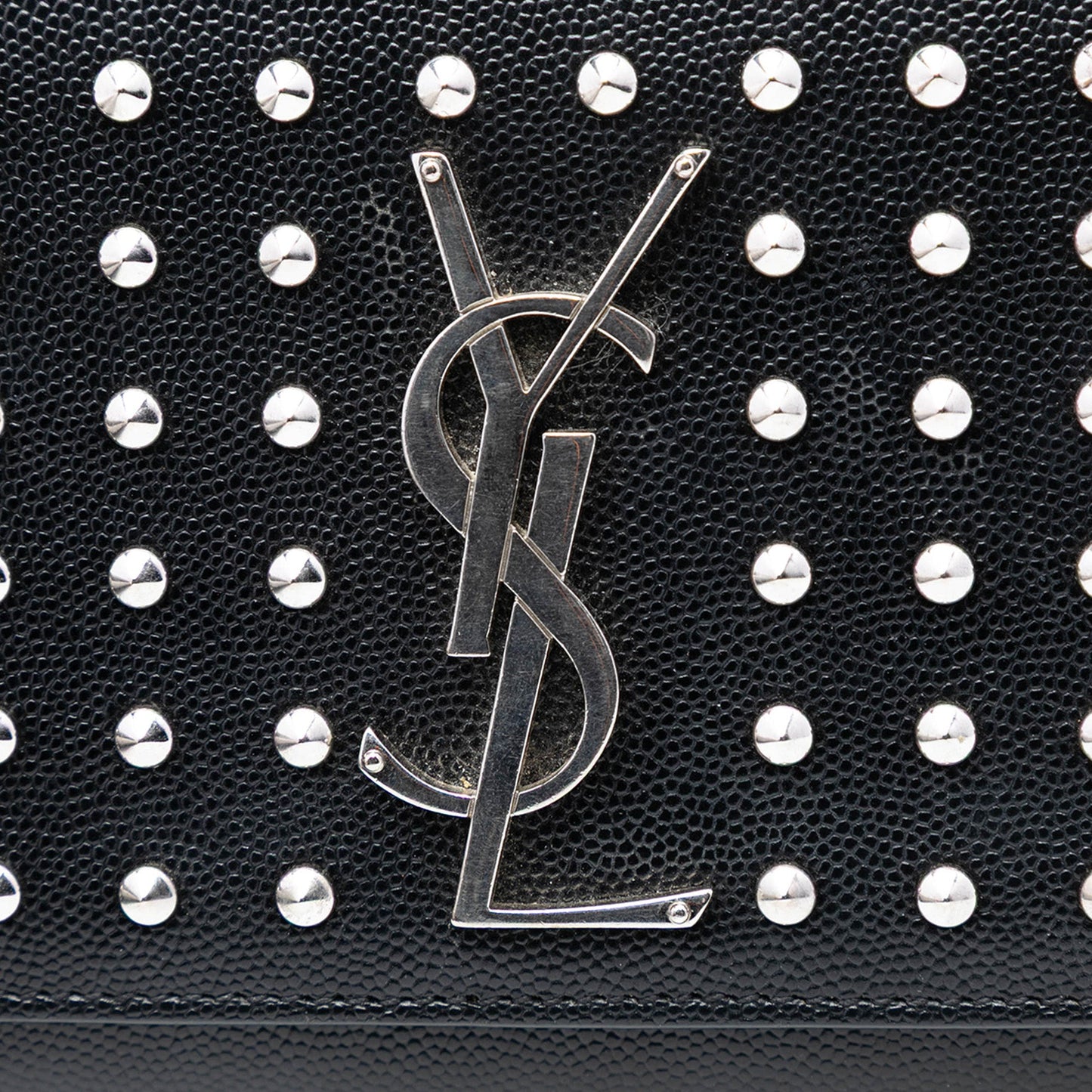 Saint Laurent Grain De Poudre Classic Monogram Studded Clutch