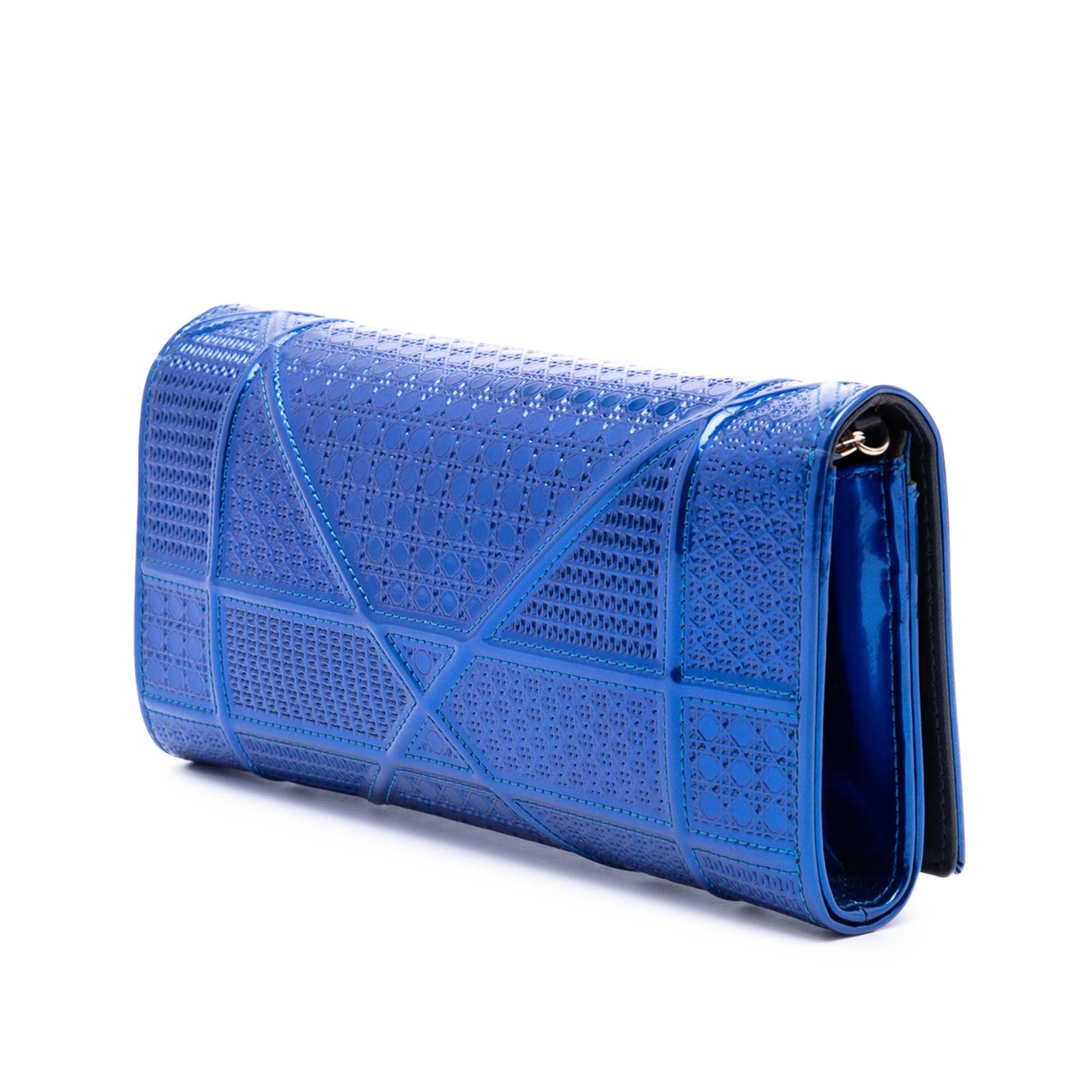 Dior Metallic Patent Microcannage Diorama Wallet on Chain