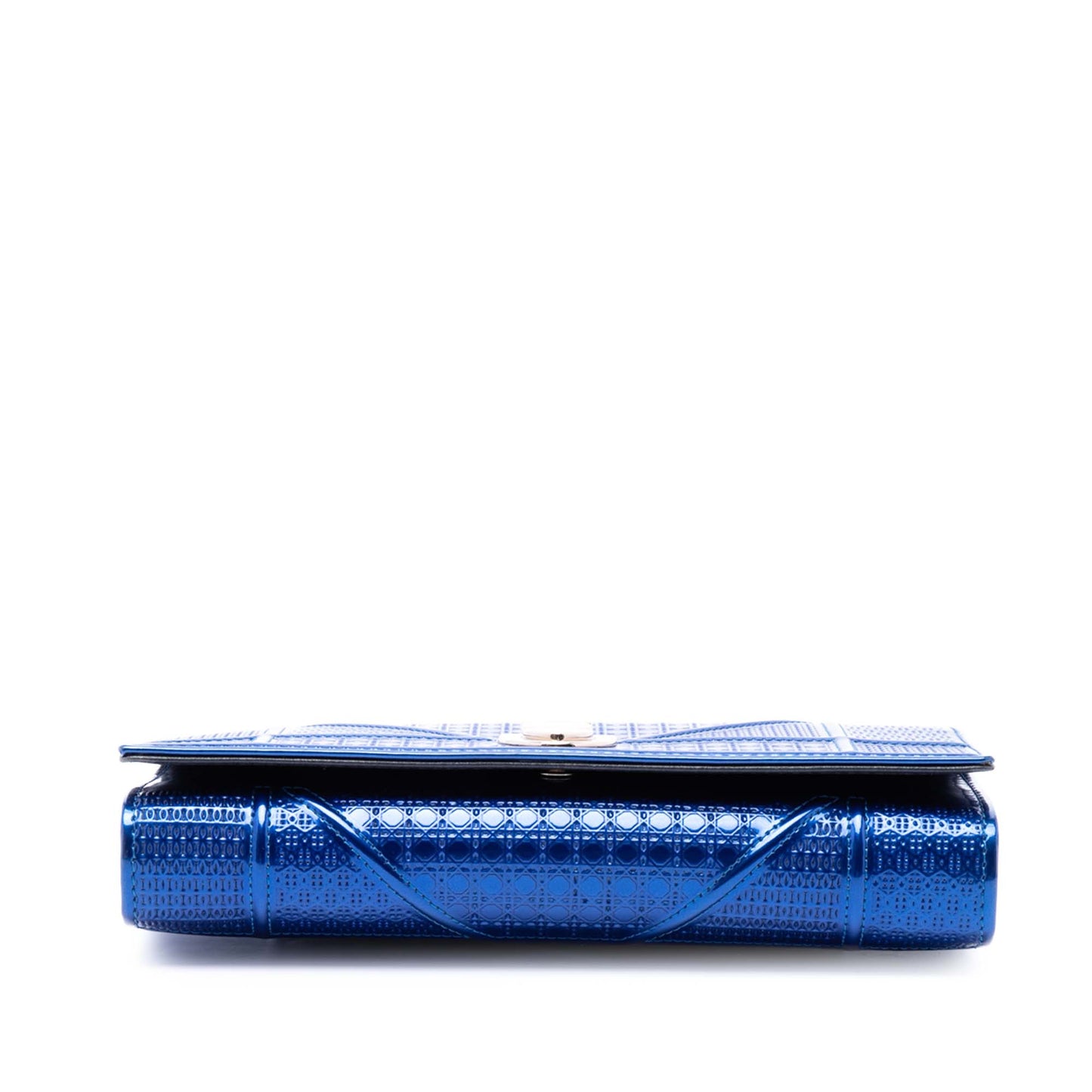 Dior Metallic Patent Microcannage Diorama Wallet on Chain