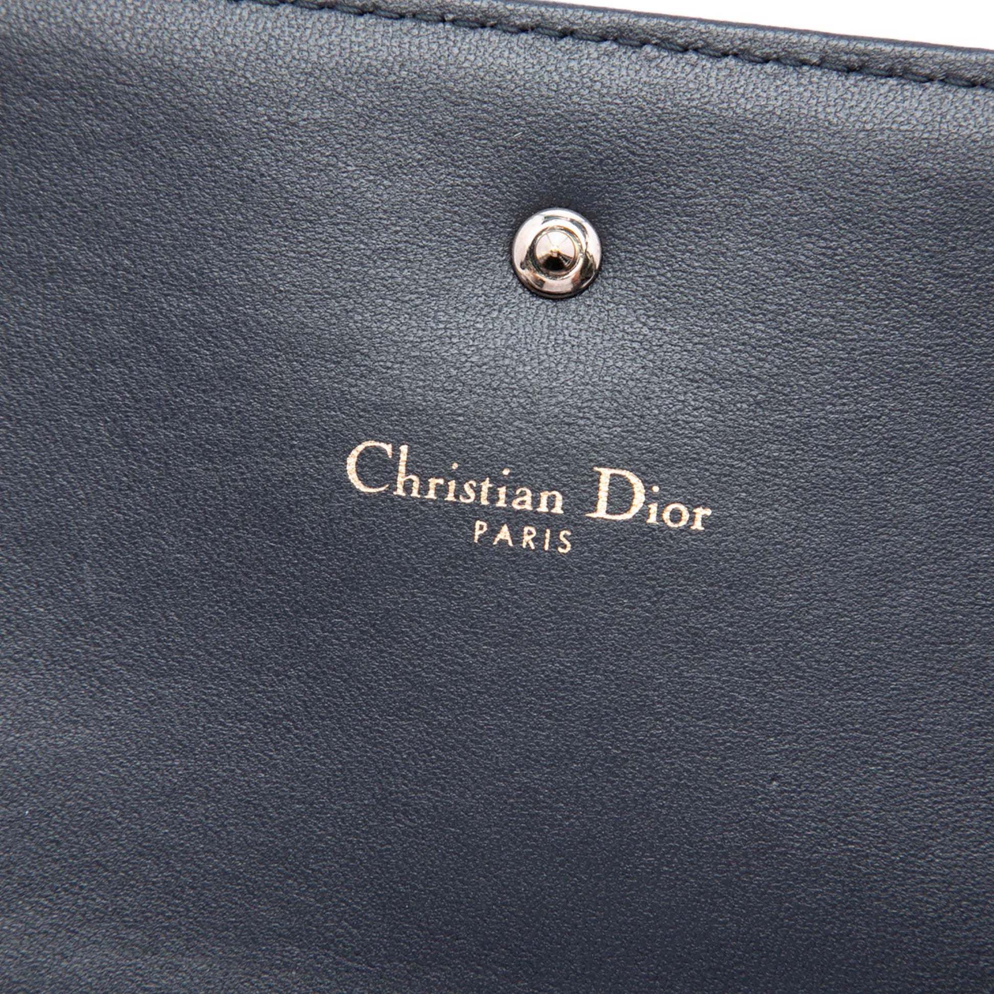 Dior Metallic Patent Microcannage Diorama Wallet on Chain