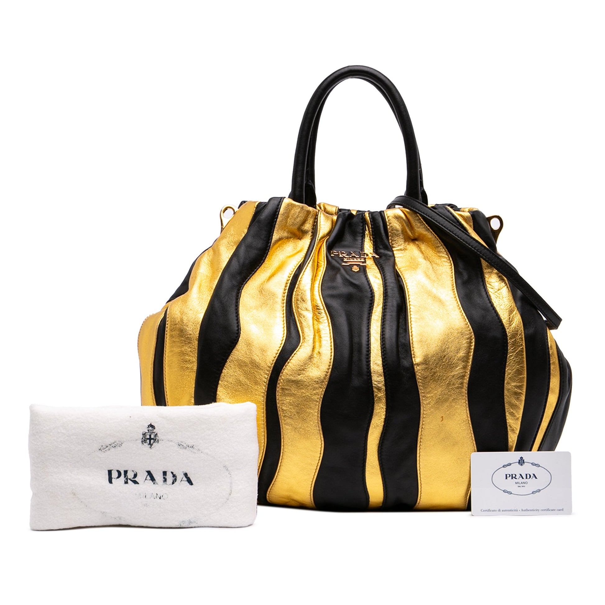 Prada Bicolor Nappa Waves Satchel