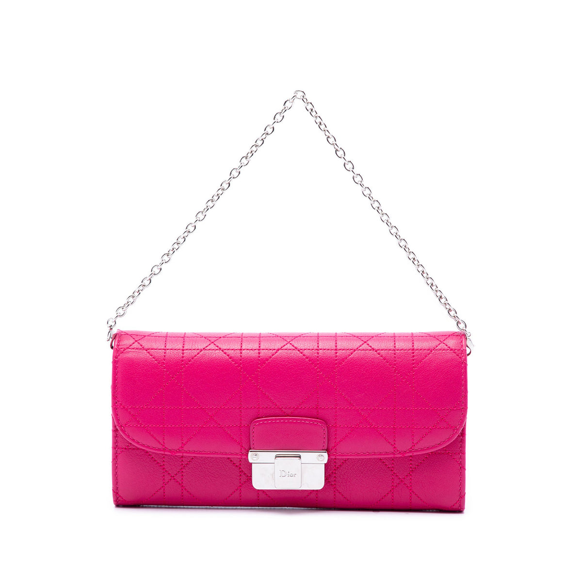 Dior Calfskin Cannage Diorling Wallet on Chain — Pink
