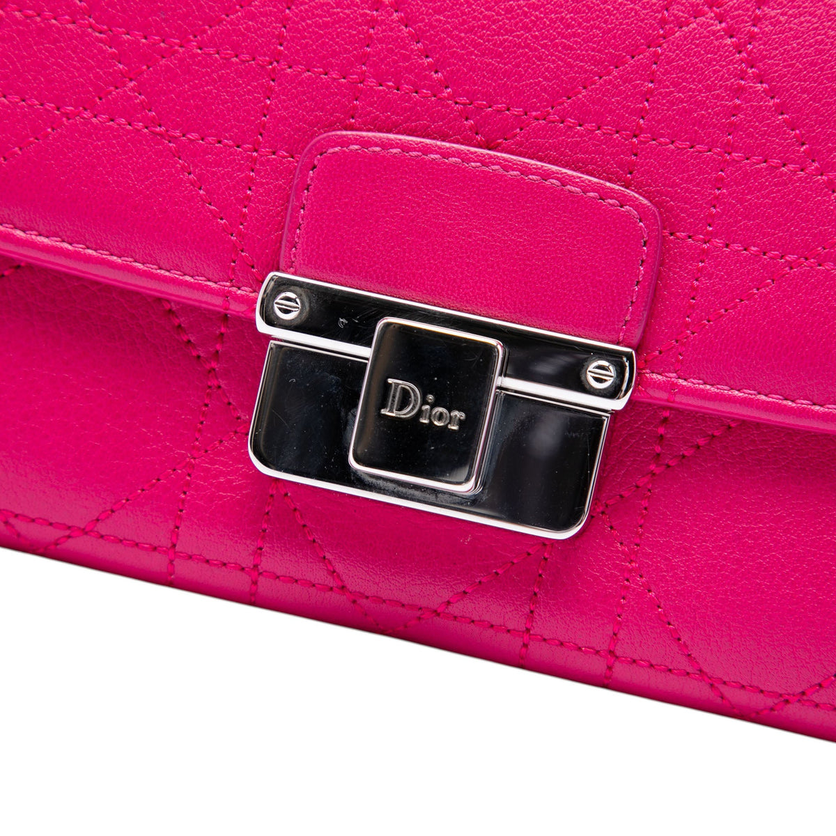 Dior Calfskin Cannage Diorling Wallet on Chain — Pink