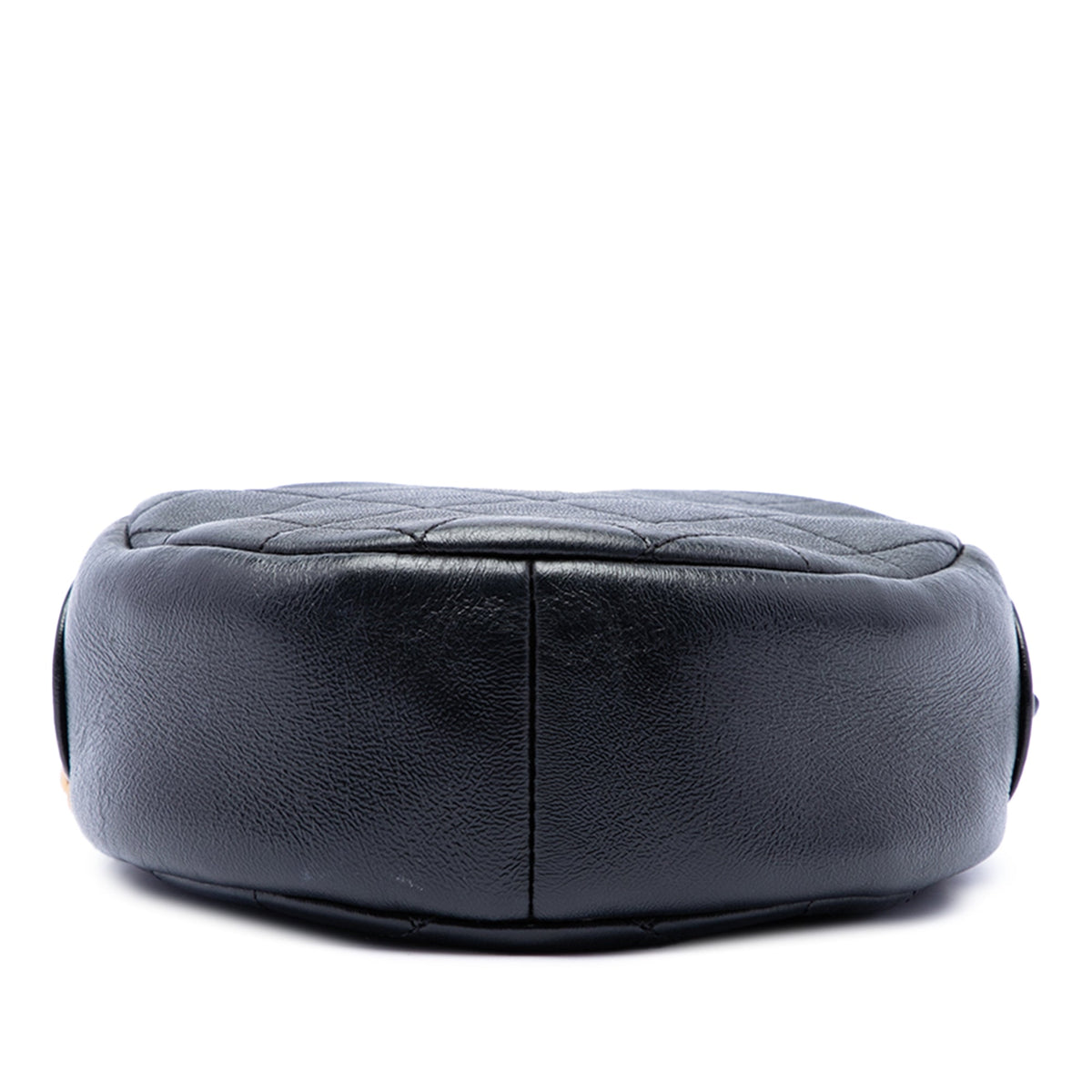 Chanel CC Quilted Glazed Lambskin Round Crossbody — Black