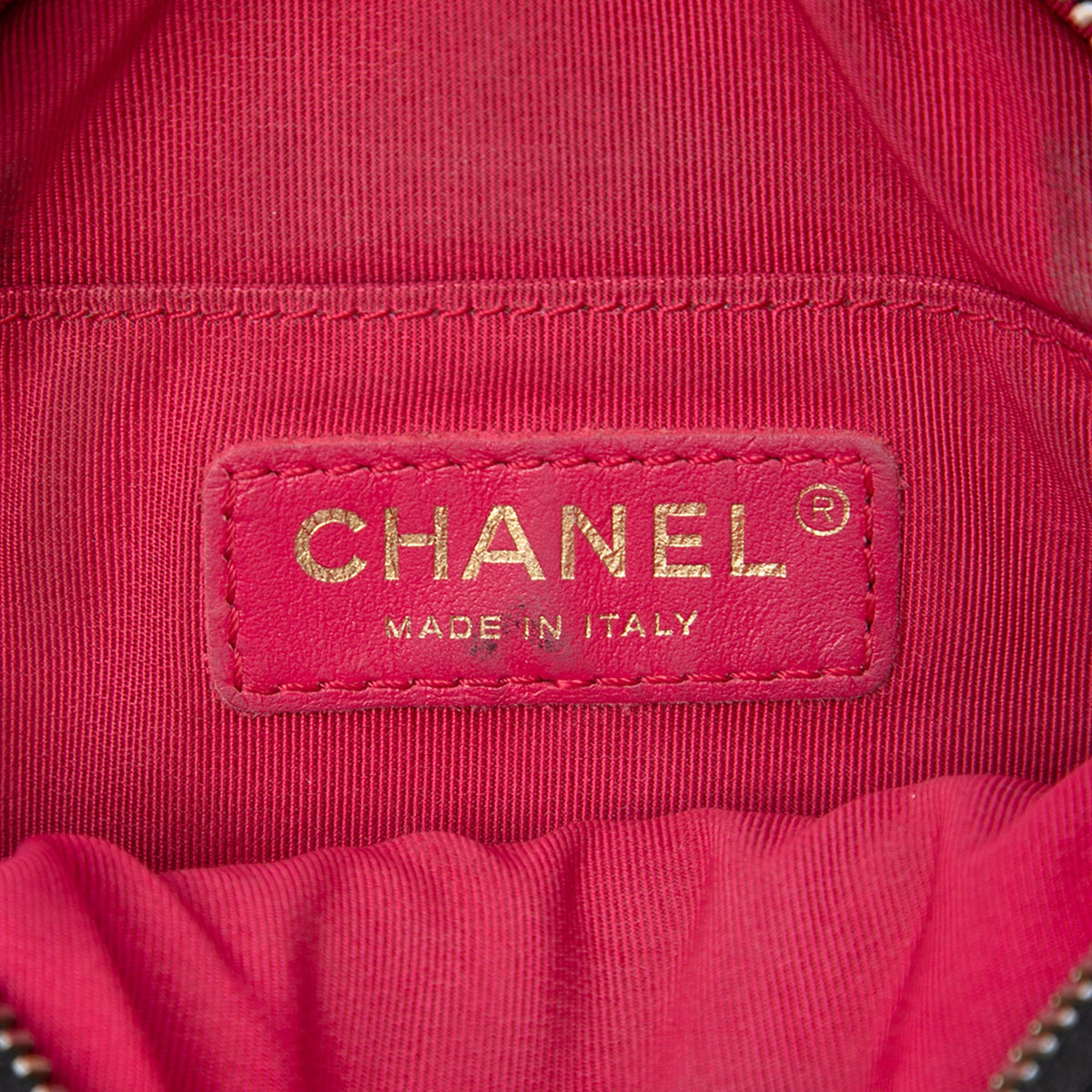 Chanel CC Quilted Glazed Lambskin Round Crossbody — Black