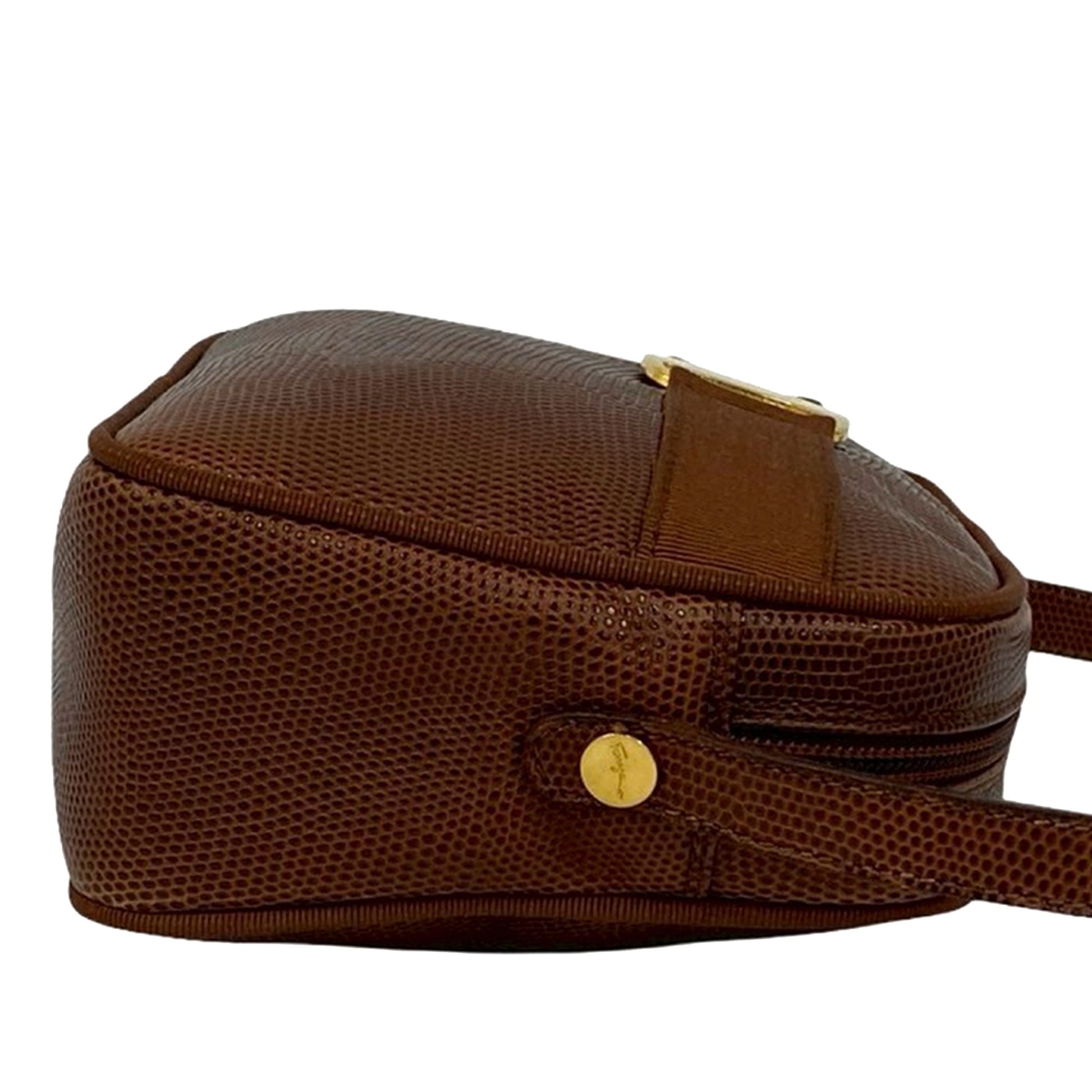 Ferragamo Lizard Embossed Leather Vara Crossbody