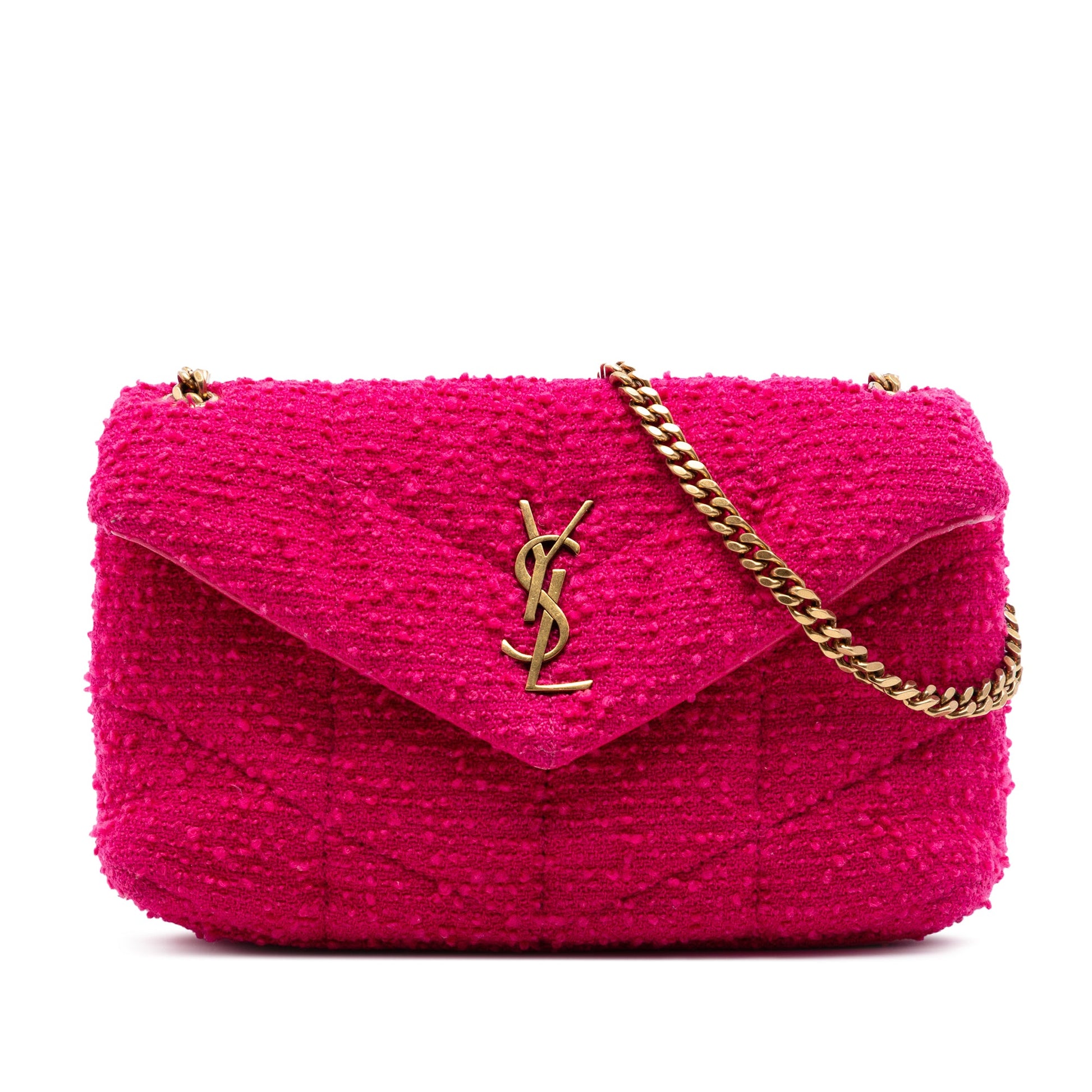 Saint Laurent Toy Matelasse Boucle Tweed Monogram LouLou Puffer Crossbody