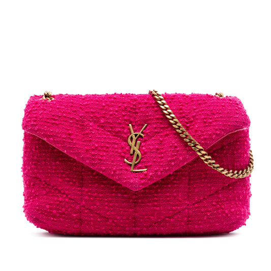 Saint Laurent Toy Matelasse Boucle Tweed Monogram LouLou Puffer Crossbody